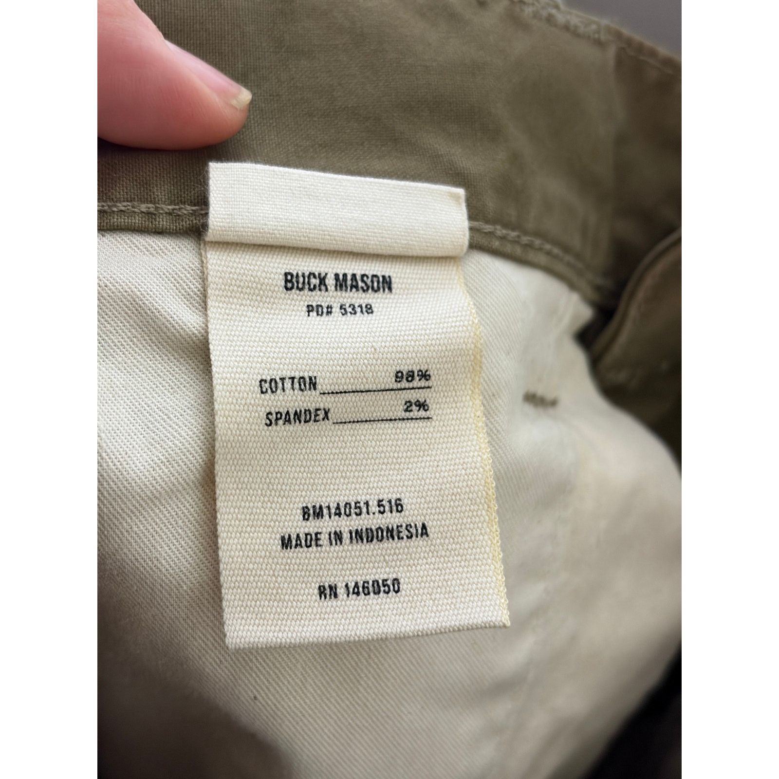 Buck Mason Buck Mason khaki green straight leg chini pants sz 31x33 Size US 31 - 7 Thumbnail