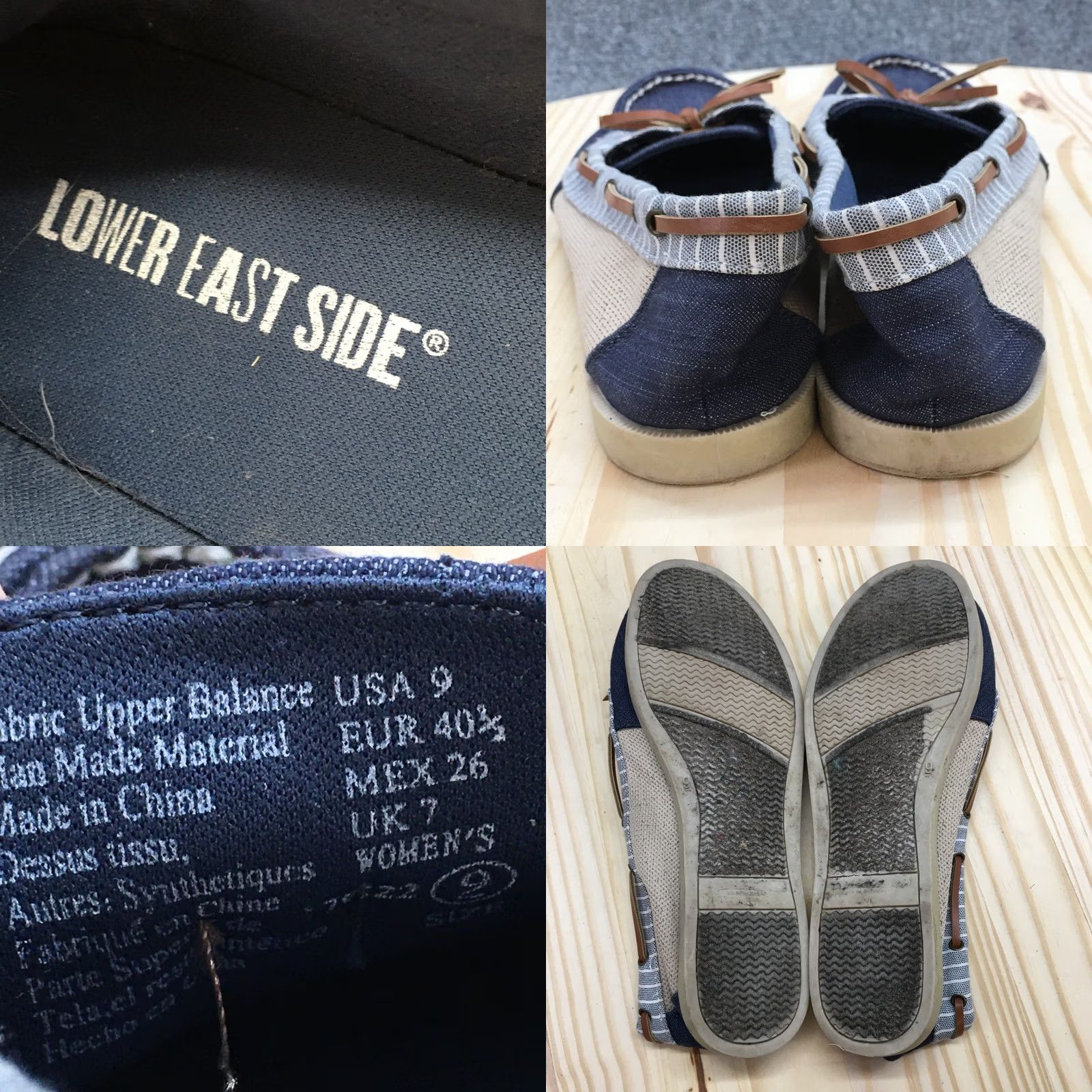 Vintage Lower East Side Shoes Womens 9 Boat Blue Lace Up Low Top Casual Comfort Boat Shoe Womens 9 Blue Leather Fabric Upper? Size M / US 6-8 / IT 42-44 - 8 Thumbnail