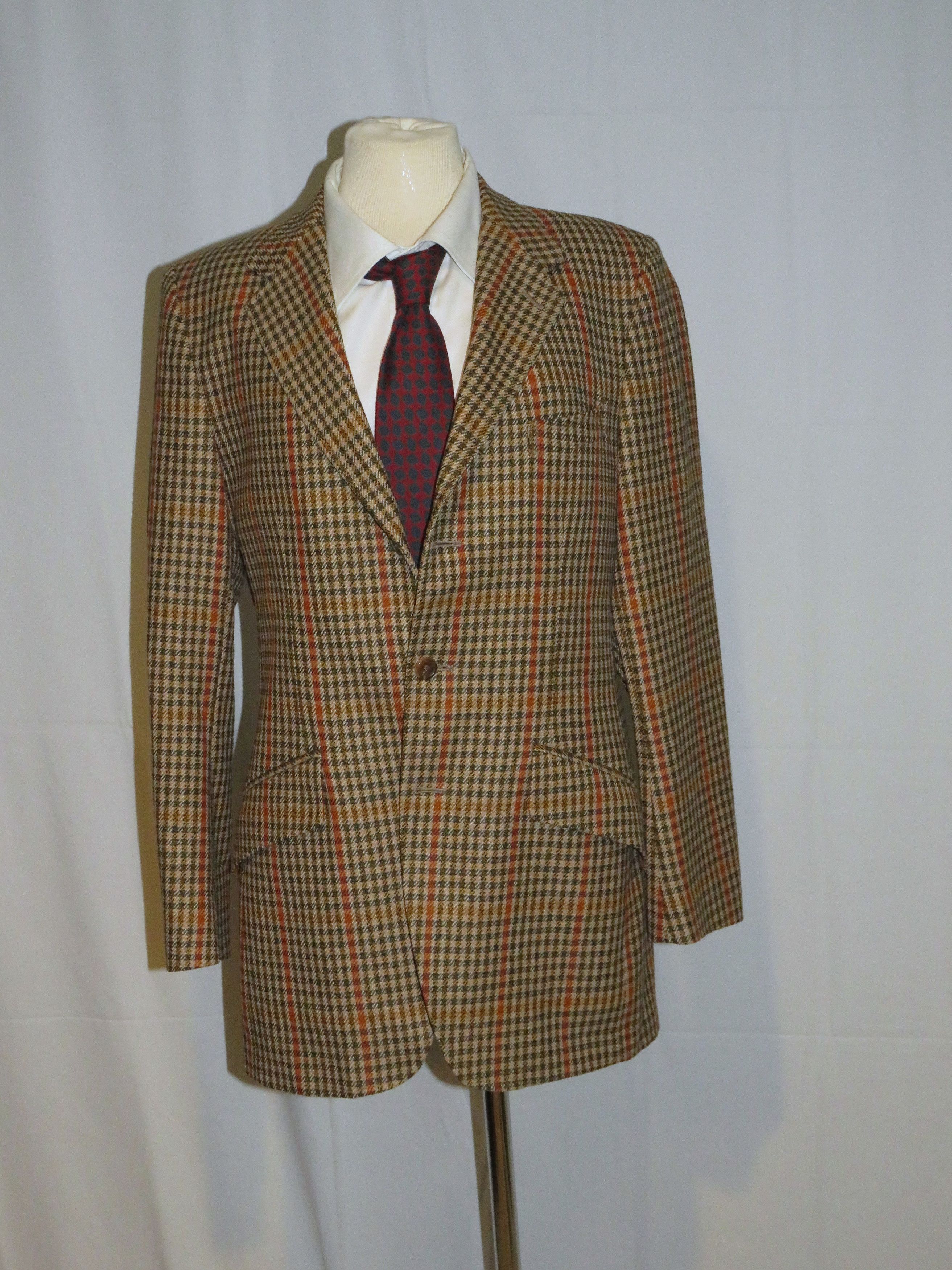 Bladen Wool Brown Check Three Button Sport Coat 38R