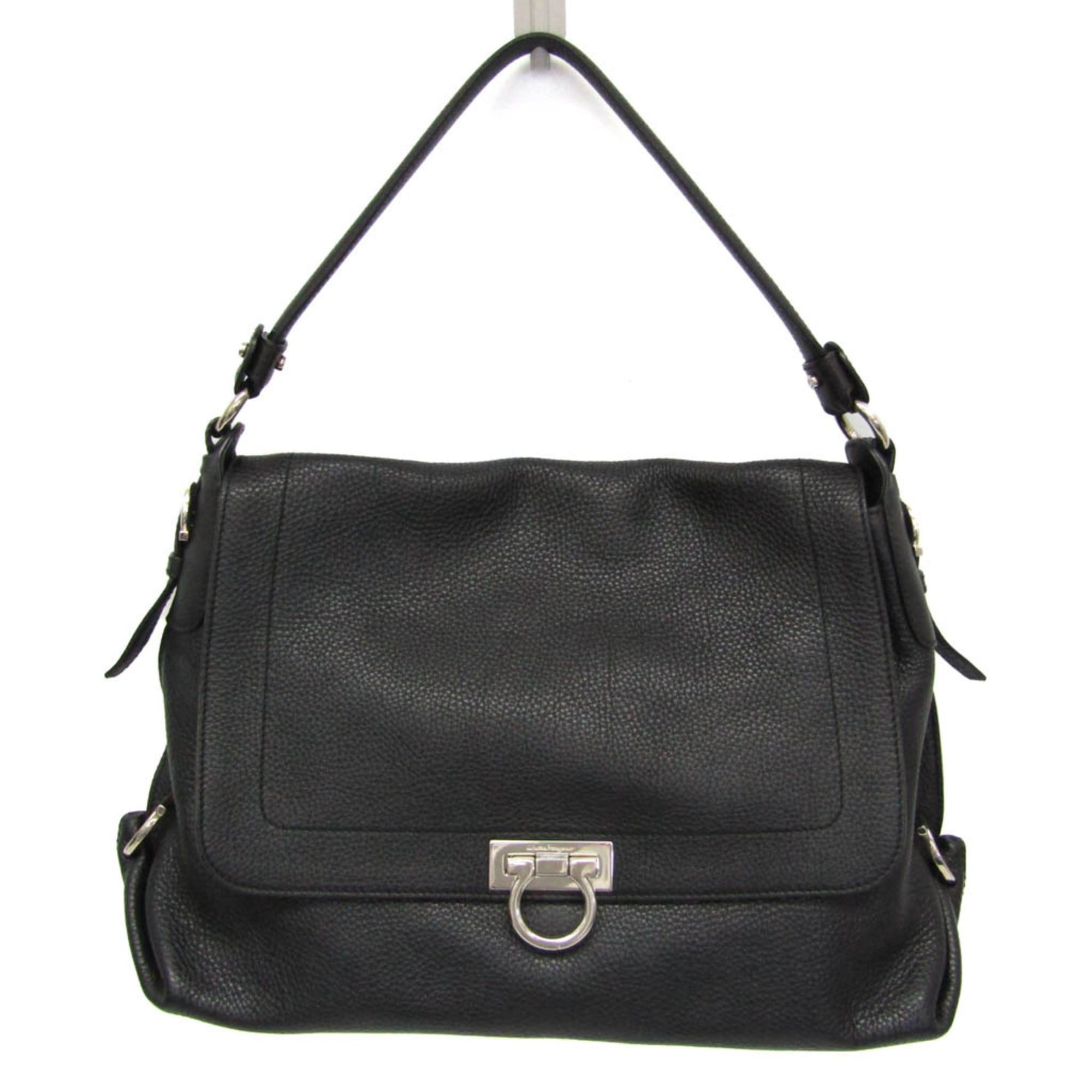 Salvatore Ferragamo Salvatore Ferragamo Gancini One-shoulder Bag GG-21 D205 Women's Leather Shoulder Bag Black Size ONE SIZE - 1 Thumbnail