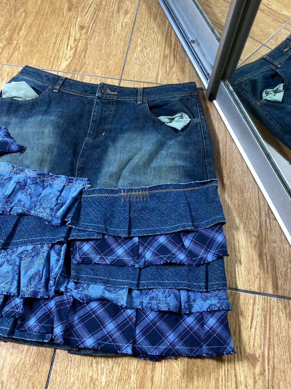 Vintage Y2K Bondage Zip Denim Maxi Mini Skirt Size 30" / US 8 / IT 44 - 10 Thumbnail