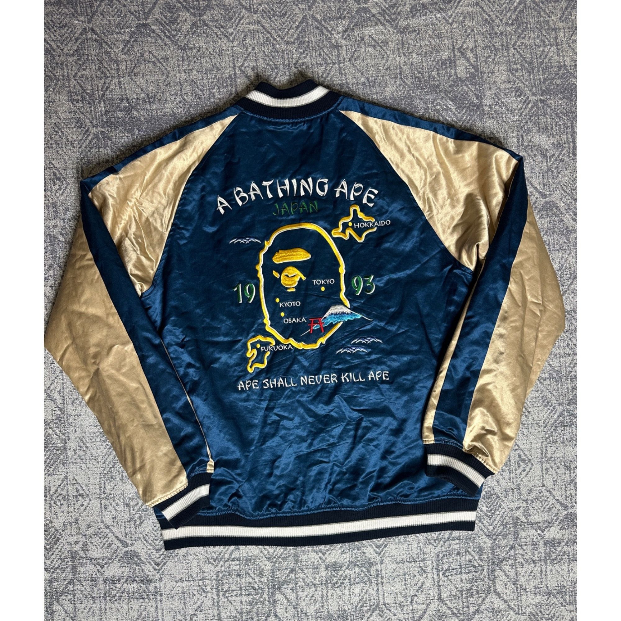 Bape A BATHING APE Japan Souvenir Varsity Bomber Jacket Size US XL / EU 56 / 4 - 8 Thumbnail
