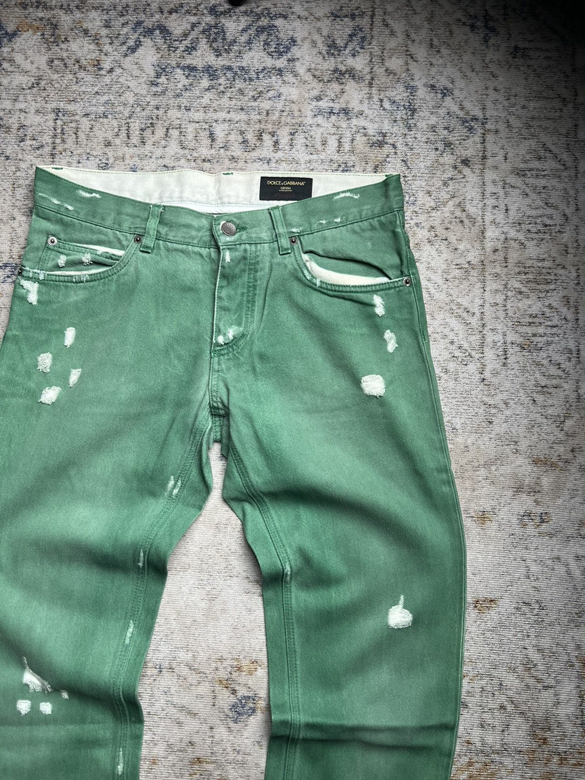 Dolce & Gabbana SS05 Dolce & Gabbana Distressed Raw Green Denim Size US 32 / EU 48 - 4 Thumbnail