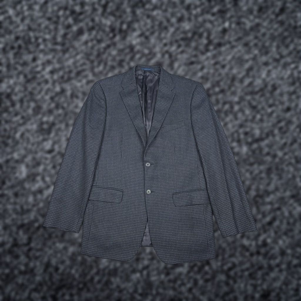 Joseph Abboud Joseph Abboud Loro Piana Wool Blazer Men's 42 Check Plaid Blue Wool Super 120's Made USA Notch Lapel Inner Pockets Two Button Double-Vented Size 42R - 1 Thumbnail
