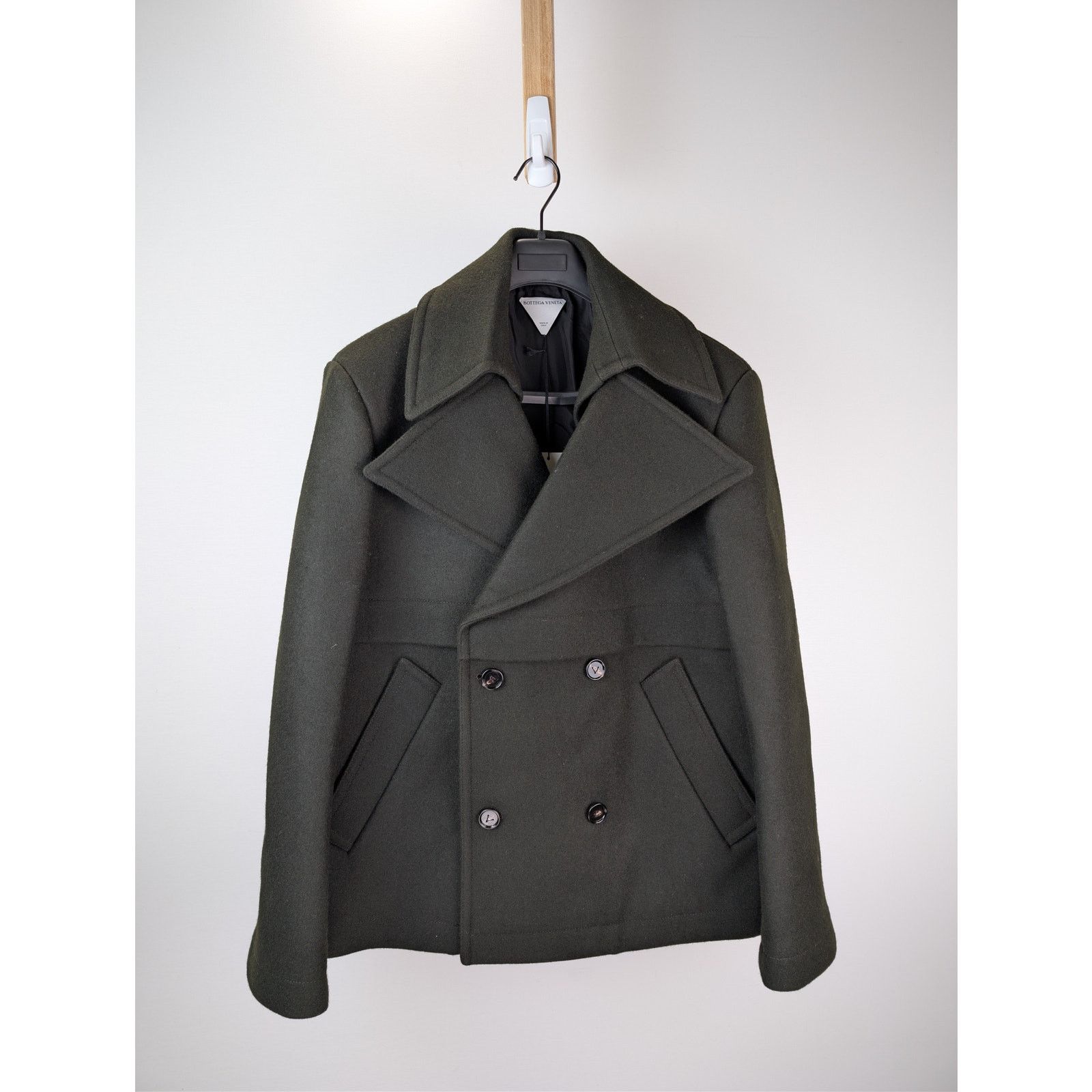 Bottega Veneta o1rshd1 Short Wool Felt Coat in Military Dark Green / Kale Size US M / EU 48-50 / 2 - 11 Thumbnail