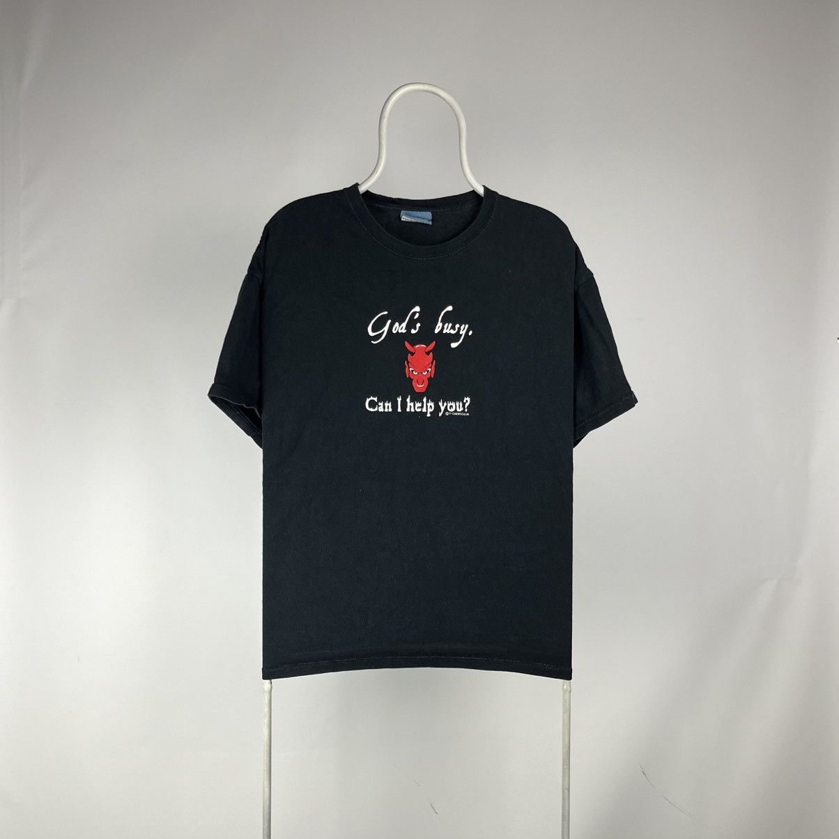 Band Tees Vintage God's Busy Can I Help You? Devil T-Shirt Size US XL / EU 56 / 4 - 1 Thumbnail