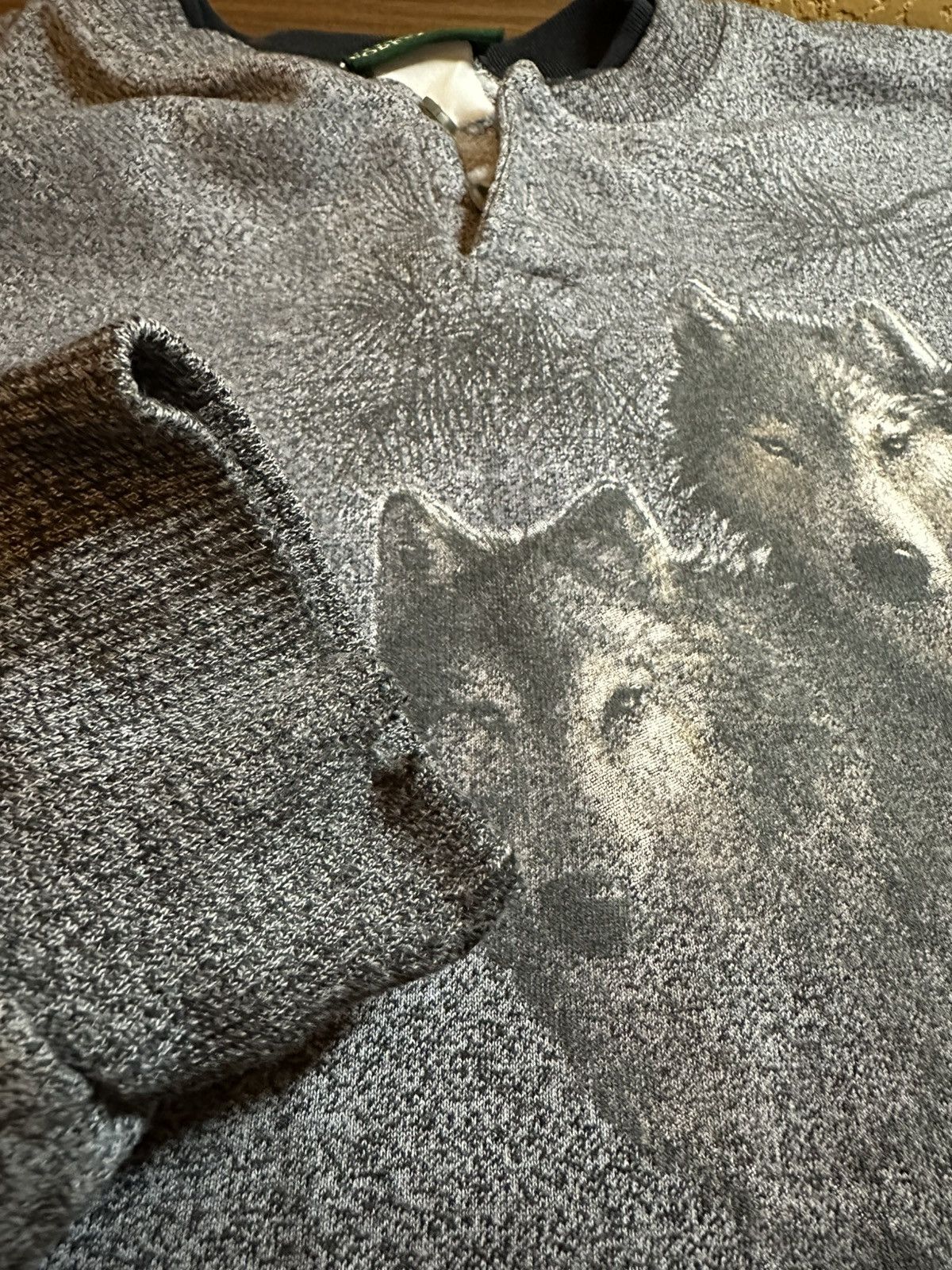 Vintage 🍂 Vintage 90s Wolves Henley Pullover Sweatshirt Size US L / EU 52-54 / 3 - 11 Thumbnail