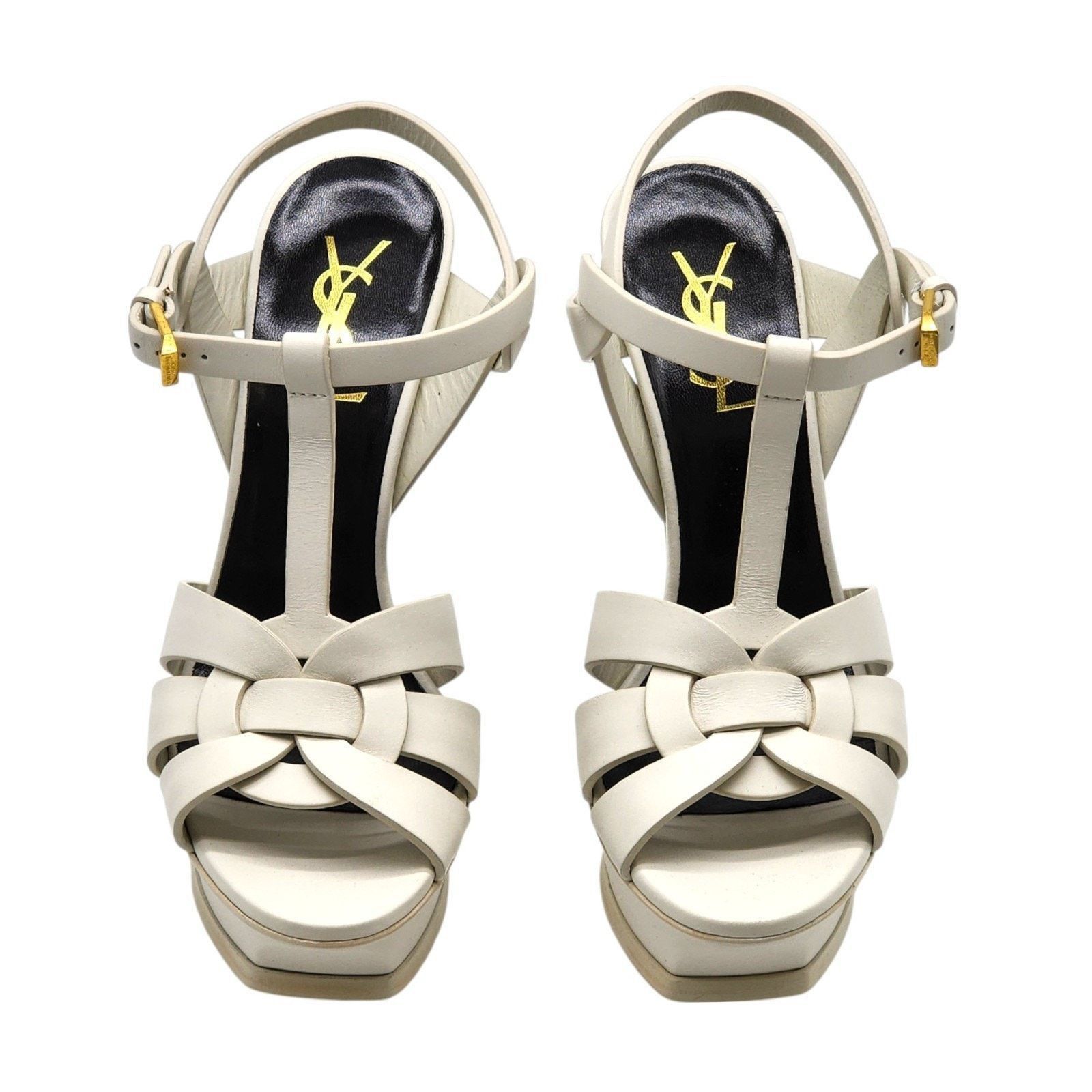 Saint Laurent Paris Tribute Platform Leather Pumps White EU 40 US 9.5 - $1100 Size US 10 / IT 40 - 4 Thumbnail