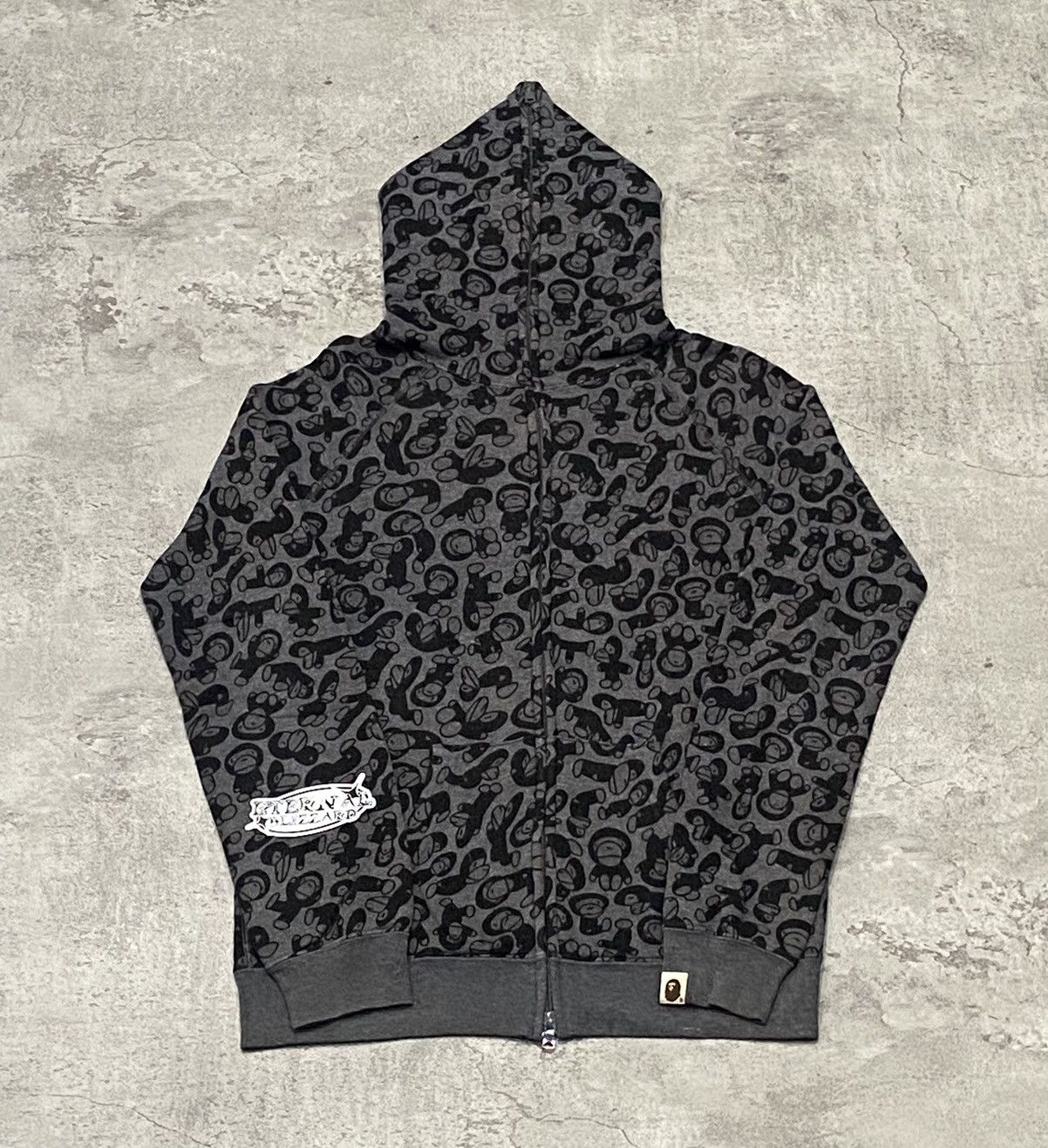 Bape Baby Milo Print Dark Gray Hoodie Size S / US 4 / IT 40 - 1 Thumbnail