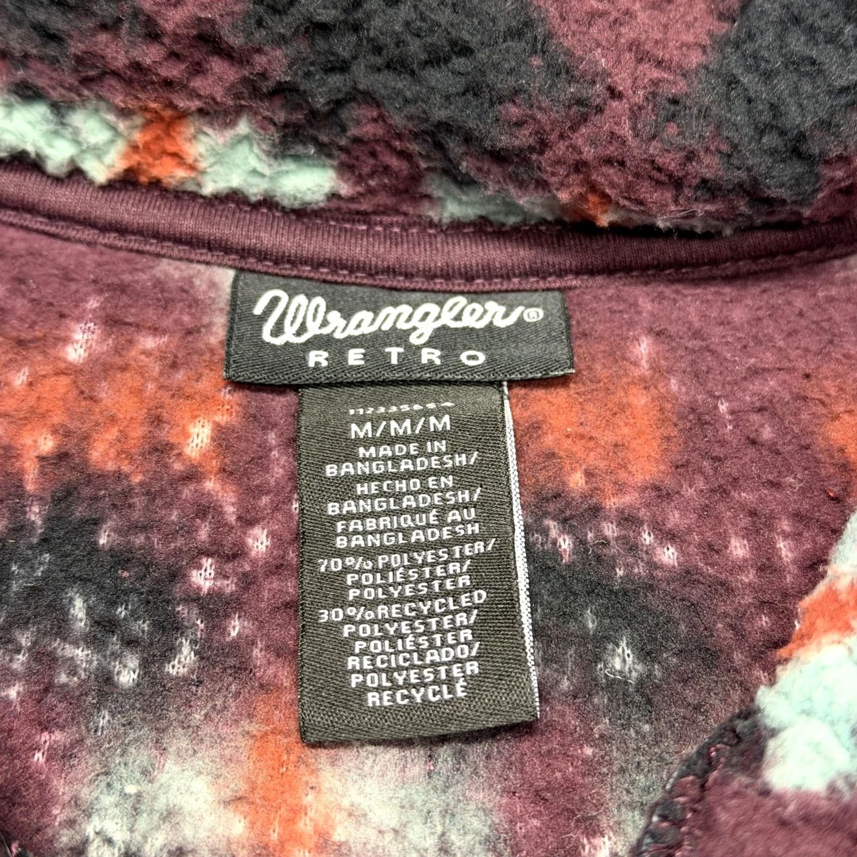 Wrangler Wrangler Retro Jacket Mens Medium Multicolor Fleece 1/4 Zip Southwestern Print Geometric Stand-Up Collar Size US M / EU 48-50 / 2 - 7 Thumbnail