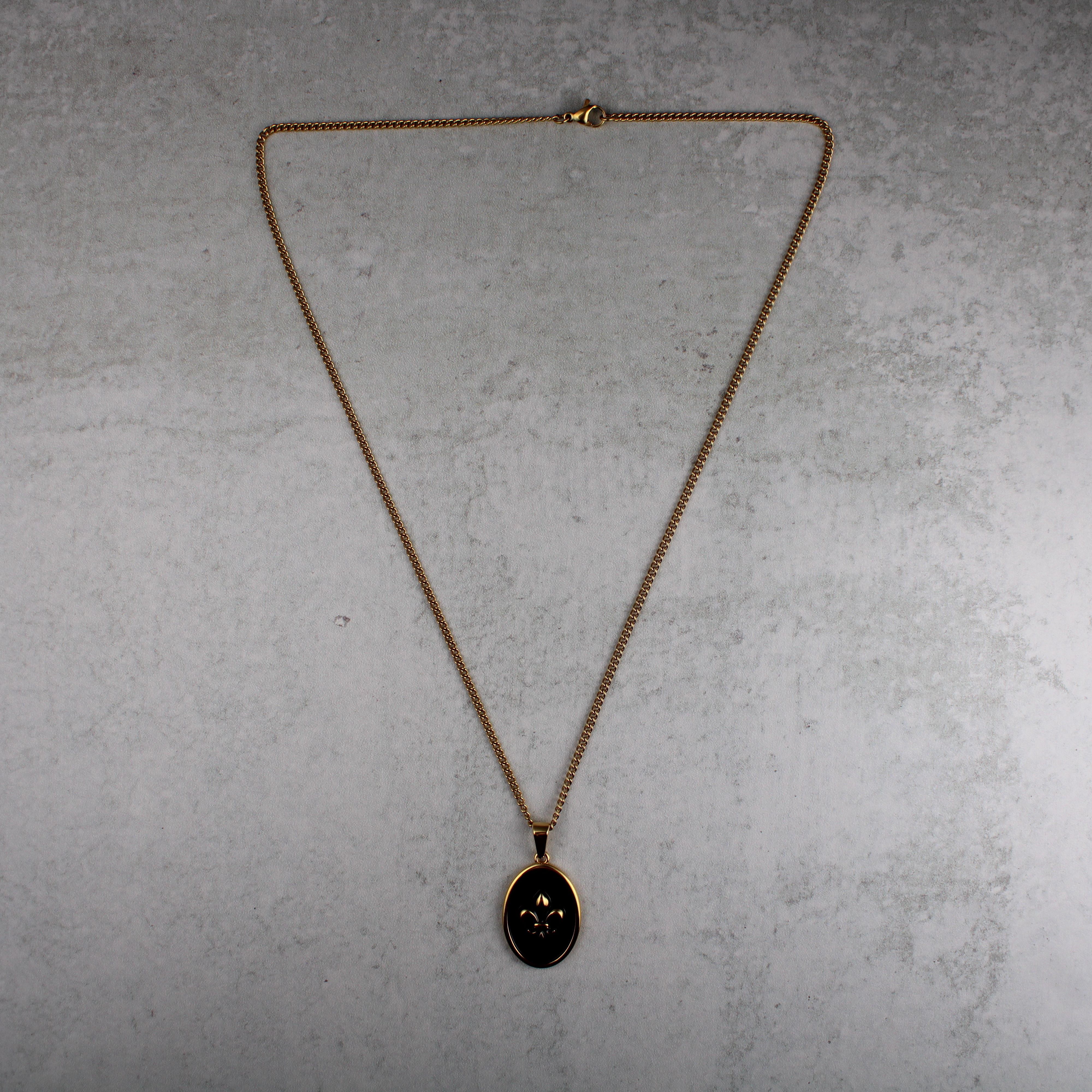 Jewelry Gold Enamel Fleur De Lis Pendant Chain Necklace Size ONE SIZE - 5 Thumbnail