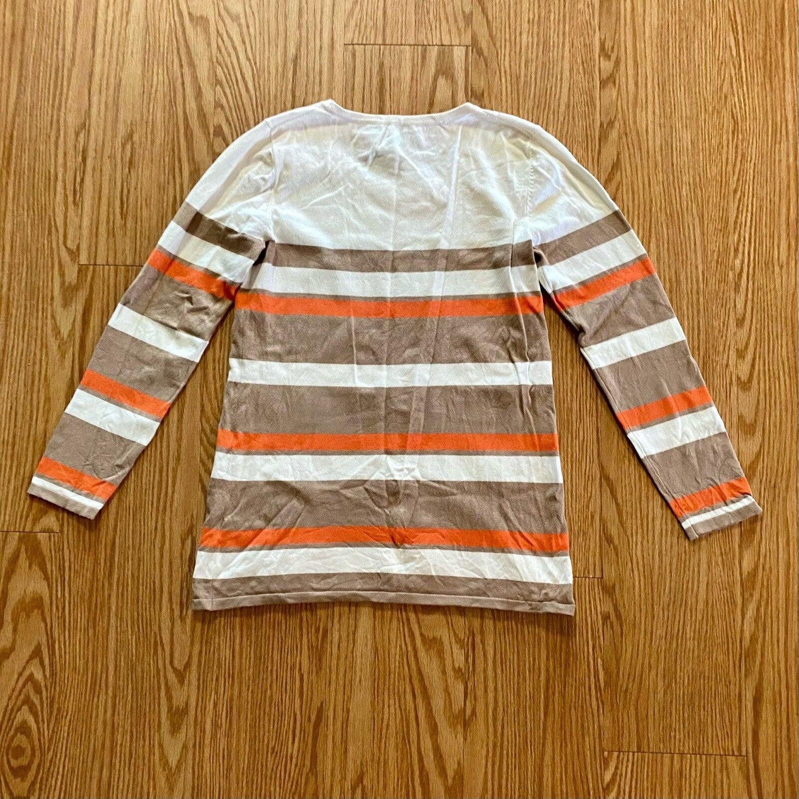 Other Cupio Tan White Striped Sweater Top Womens Medium Size M / US 6-8 / IT 42-44 - 8 Thumbnail