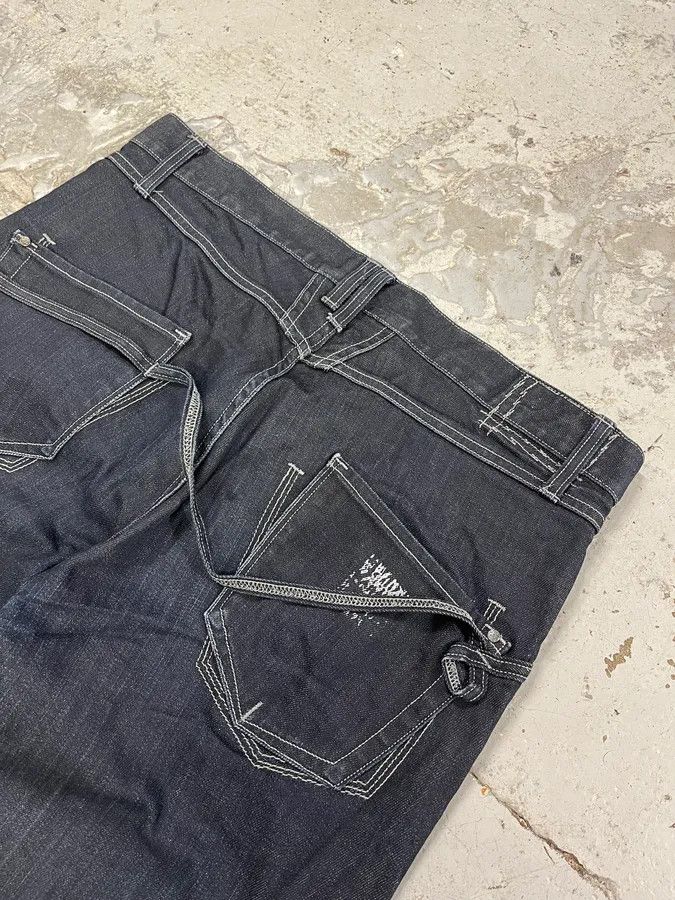Marithe + Francois Girbaud 2000s Marithé + François Girbaud Navy Brut Denim Jeans Size US 34 / EU 50 - 8 Thumbnail