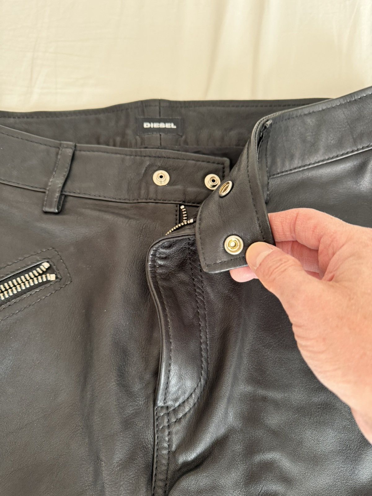 Diesel DIESEL Black Leather Pants Size US 31 - 10 Thumbnail
