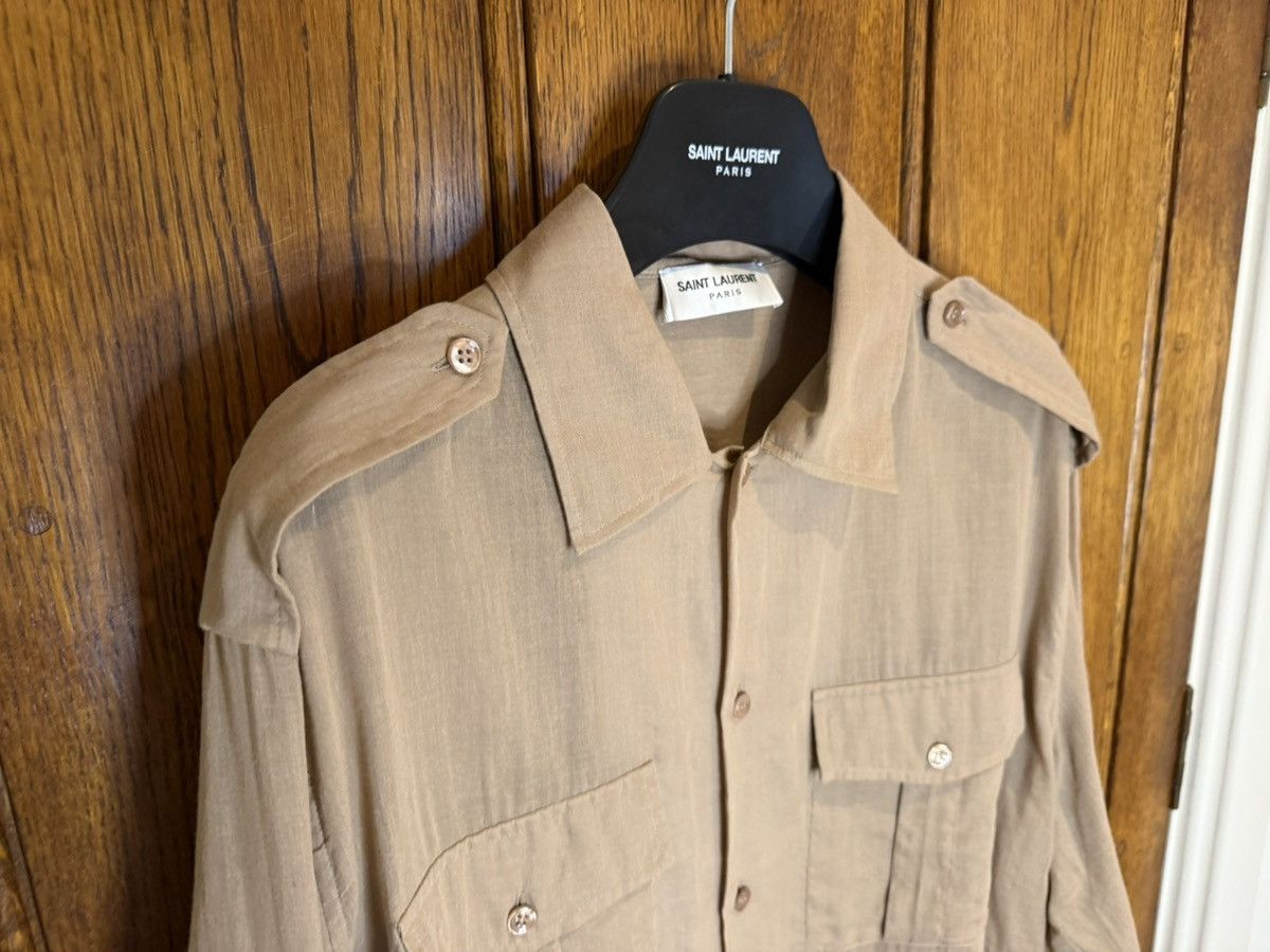 Saint Laurent Paris $1.1k SS23 Saint Laurent camo khaki army style sheer shirt L Size US L / EU 52-54 / 3 - 7 Thumbnail