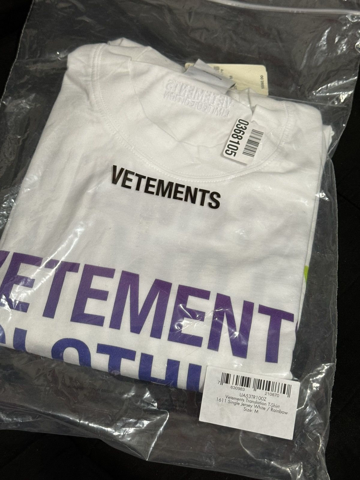 Vetements Vetements White Rainbow Translation Tee Medium Size US M / EU 48-50 / 2 - 3 Thumbnail