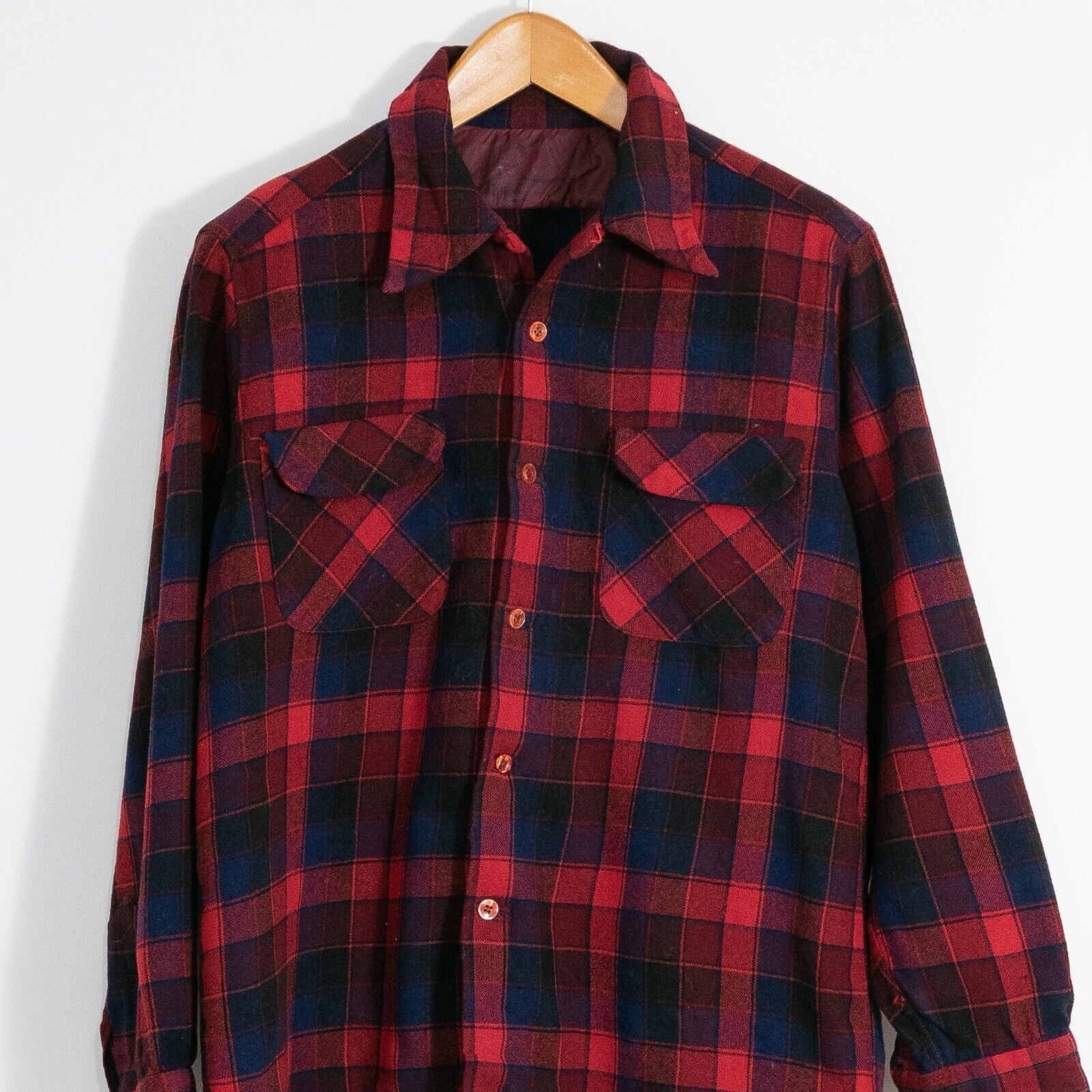 Vintage Vintage Plaid Wool Button Up Shirt Mens Medium - Long Sleeve Size US M / EU 48-50 / 2 - 2 Thumbnail