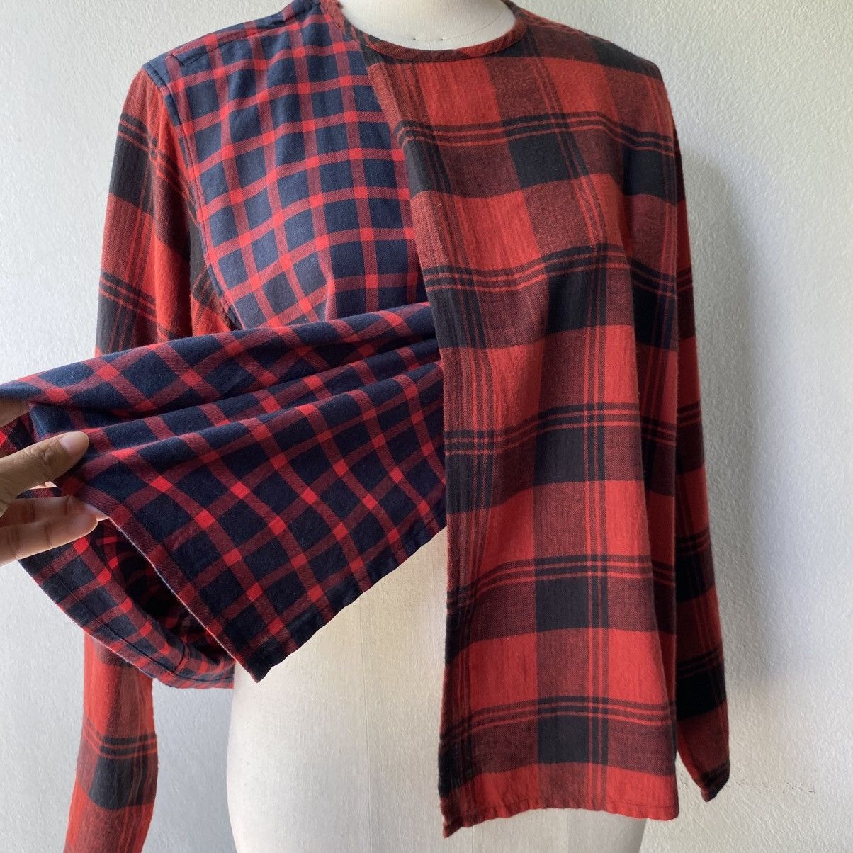 Zucca Zucca Red and Black Patchwork Plaid Long Sleeve Shirt Size M / US 6-8 / IT 42-44 - 12 Thumbnail