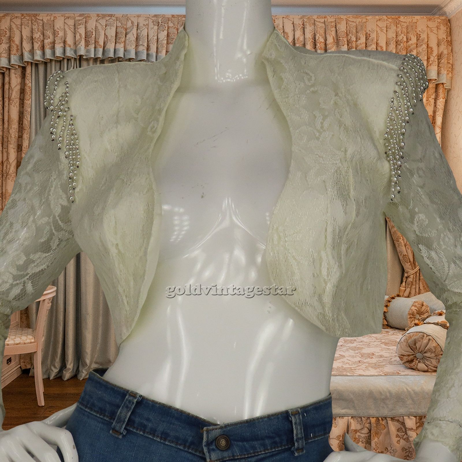 Other Eclectic Beaded Lace Crop Top Jacket Vintage XS Size XS / US 0-2 / IT 36-38 - 4 Thumbnail