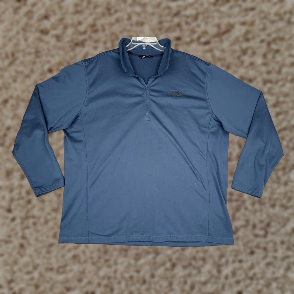 The North Face The North Face Sweatshirt Men 3XL Blue 1/4 Zip Mock Neck Logo Pullover Polyester Sweatshirt Size US XXL / EU 58 / 5 - 1 Thumbnail
