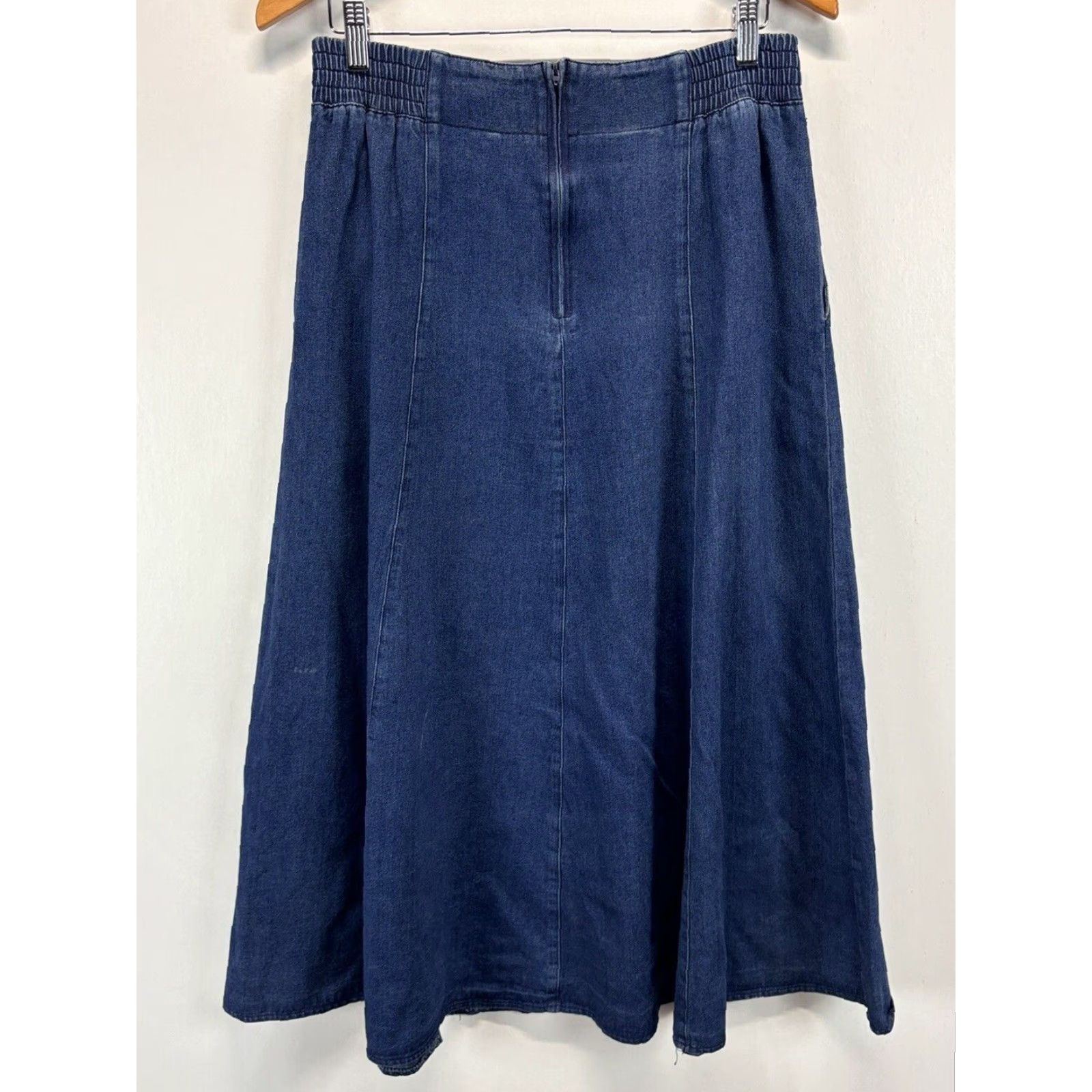 Denime VINTAGE City Girl Sports Denim Maxi Skirt WOMENS 10 Blue Western Pockets Side Slit 90s Size 32" / US 10 / IT 46 - 3 Thumbnail