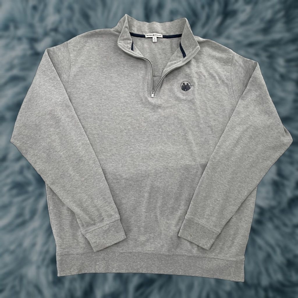 Peter Millar Peter Millar Sweater Adult XL Golf Mens Pullover 1/4 Zip Gray Mock Neck Logo Embroidered Size US XL / EU 56 / 4 - 1 Thumbnail