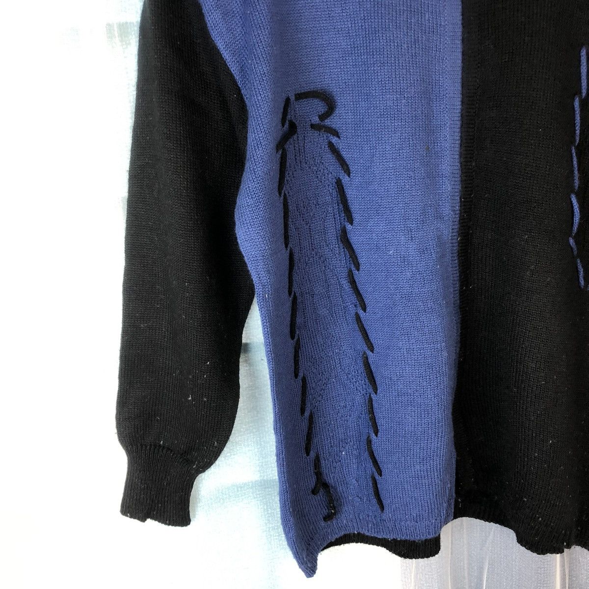 Homespun Knitwear Run Pariele Black Blue Patterned Cardigans #7412 Size M / US 6-8 / IT 42-44 - 7 Thumbnail