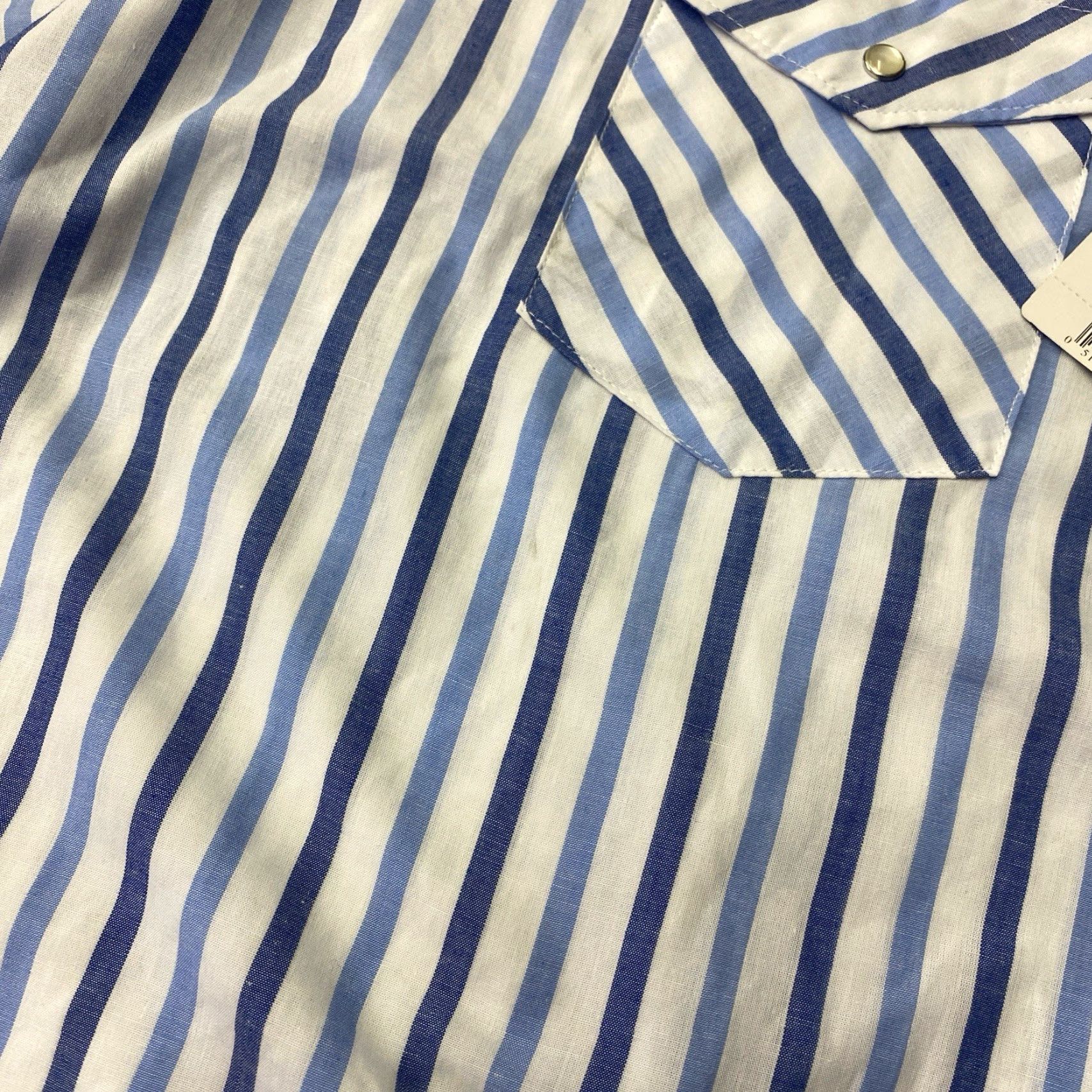 Wrangler VINTAGE Wrangler Blue Stripe Pearl Snap Western Shirt Men's 4XL NWT Size US XXL / EU 58 / 5 - 3 Thumbnail