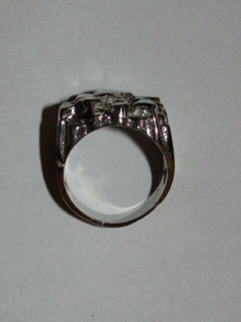 Designer Sterling Silver over White Brass Nugget Metal Ring Size ONE SIZE - 4 Thumbnail