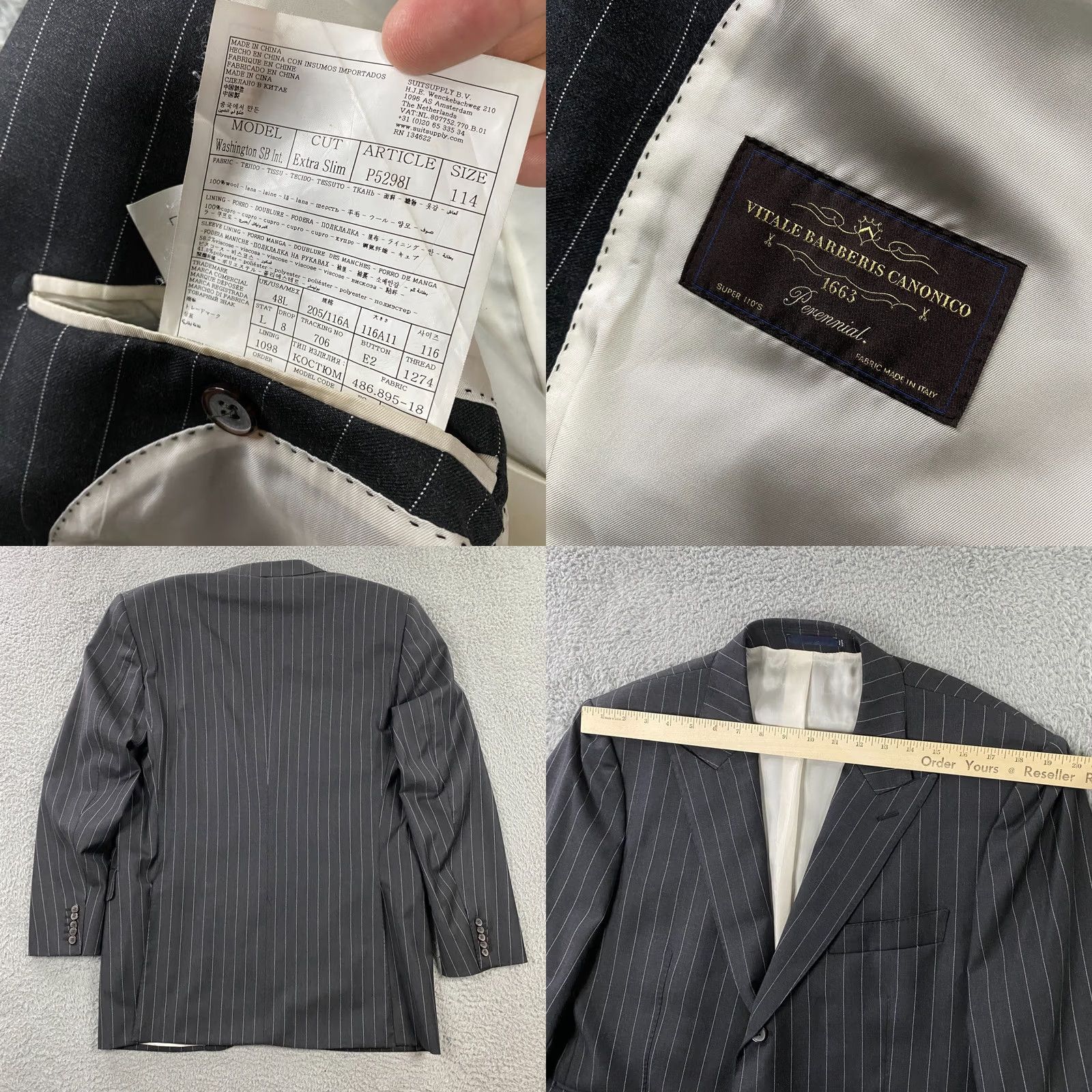 Suitsupply Suitsupply Pants Mens 48 Gray Washington Intl Suit 48L Slim 38x31 Pin Stripe Wool Size 38R - 10 Thumbnail