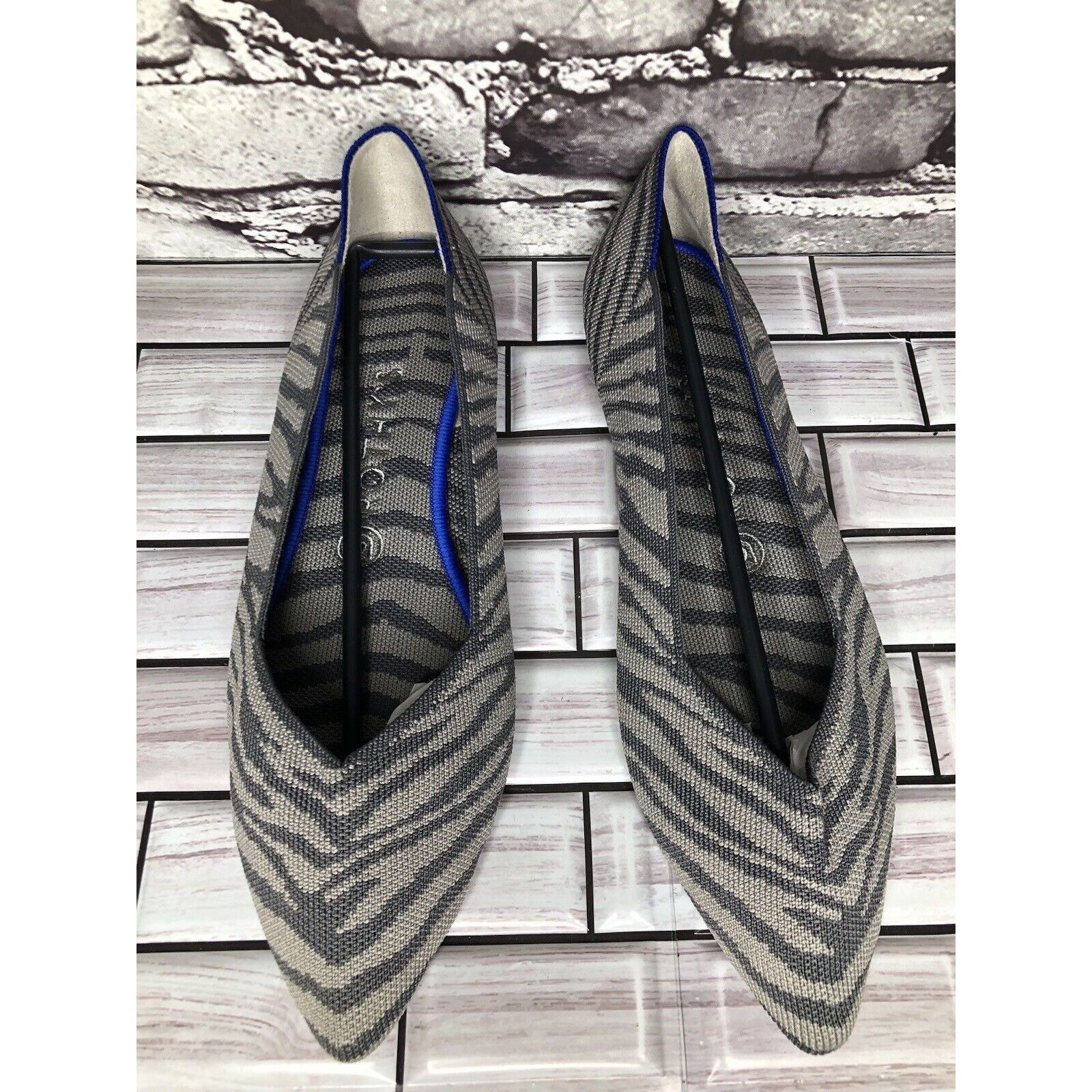 Other Rothy’s The Point Retired Grey Zebra Fabric Stripe Flats Wom Size US 9.5 / IT 39.5 - 9 Thumbnail