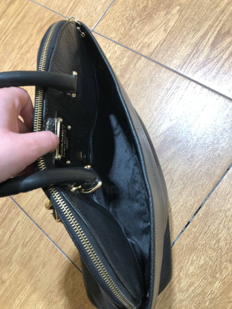Dolce & Gabbana DOLCE&GABBANA Black Leather Bag Handbag with Logo Plate Size ONE SIZE - 9 Thumbnail