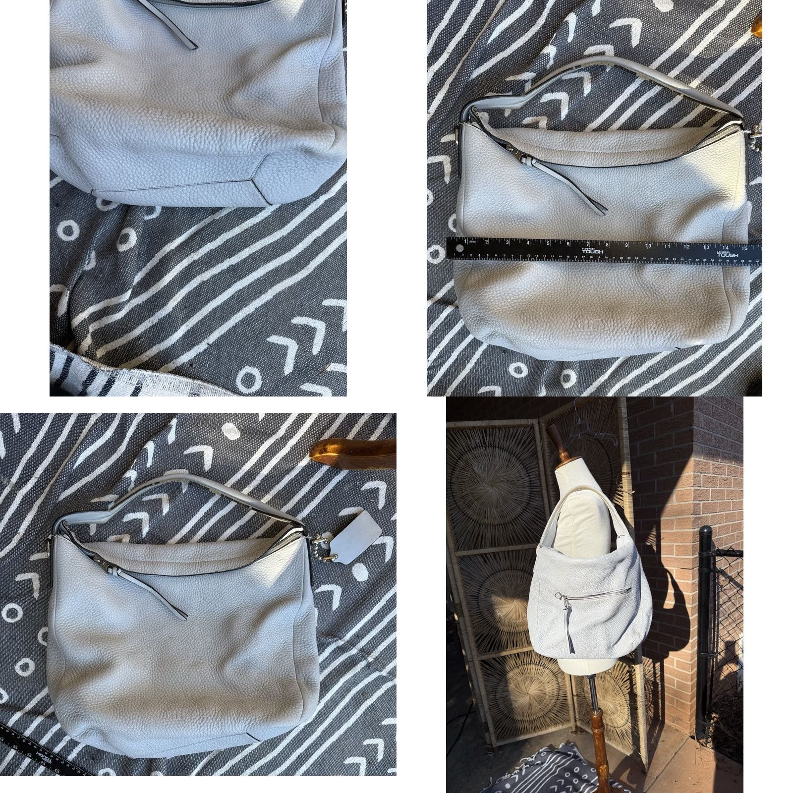 Coach Coach Pebbled Leather Hobo Bag / Shoulder Bag Light Gray Women’s Gray Pebbled Leather Finish Light staining Handle Wear Size ONE SIZE - 8 Thumbnail