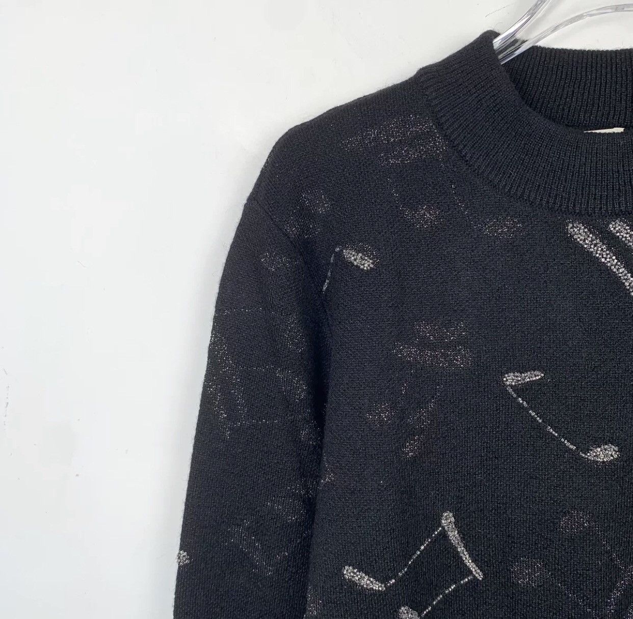 Saint Laurent Paris × Yves Saint Laurent Saint Laurent SLP black note pattern long sleeved sweatshirt Size US L / EU 52-54 / 3 - 3 Thumbnail