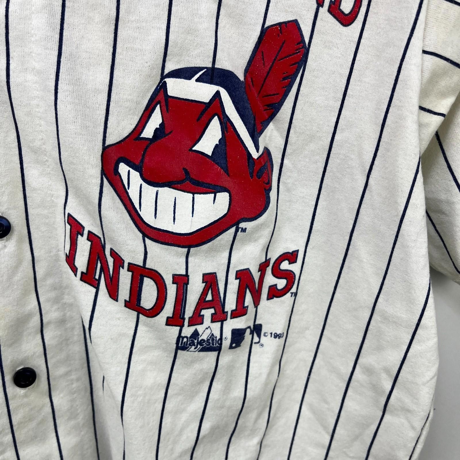 Other Vintage 90s Cleveland Indians Pinstripe Button-Up Jersey XL Size ONE SIZE - 6 Thumbnail