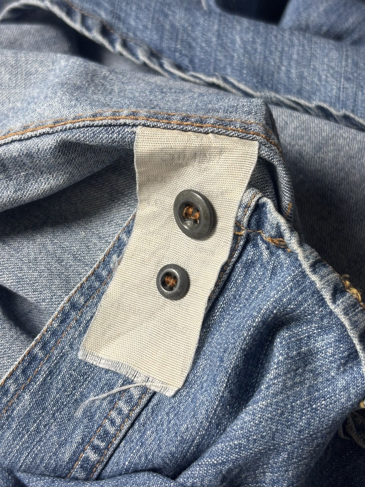 Armani 1990s Armani Jeans Collarless Denim Shirt Size US XL / EU 56 / 4 - 5 Thumbnail
