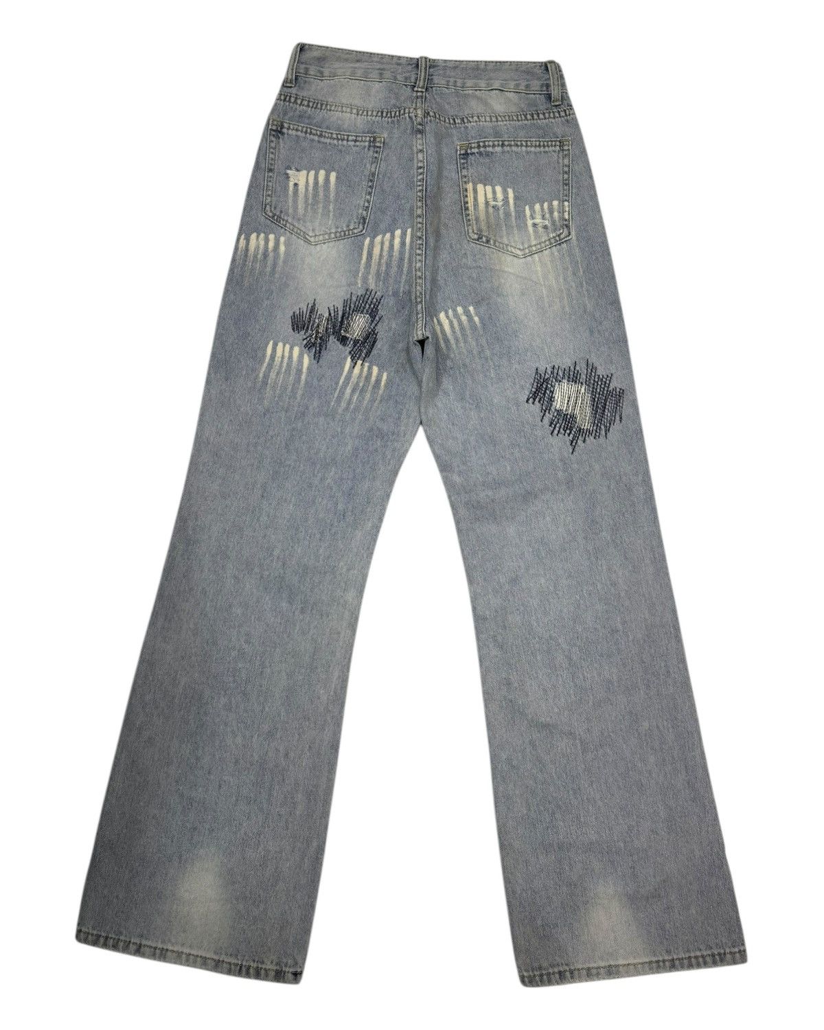 Hysteric Glamour × JNCO VINTAGE POEM DISTRESSED ZIGZAG DENIM FLARE JEANS Size US 27 - 8 Thumbnail