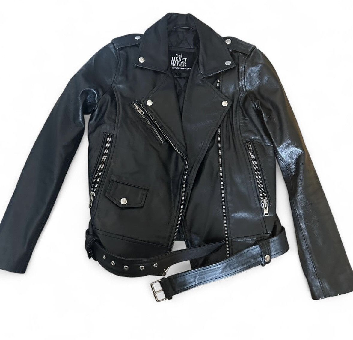 Other Black Moto Biker Leather Jacket Size M / US 6-8 / IT 42-44 - 4 Thumbnail