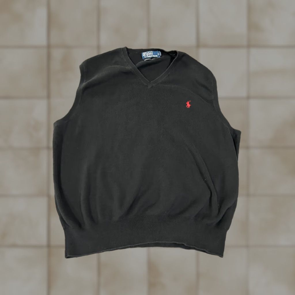 Polo Ralph Lauren Polo Ralph Lauren Vest Sweater Mens XL Black Cotton Knit Zipper Logo V-Neck Preppy Classic Size US XL / EU 56 / 4 - 1 Thumbnail