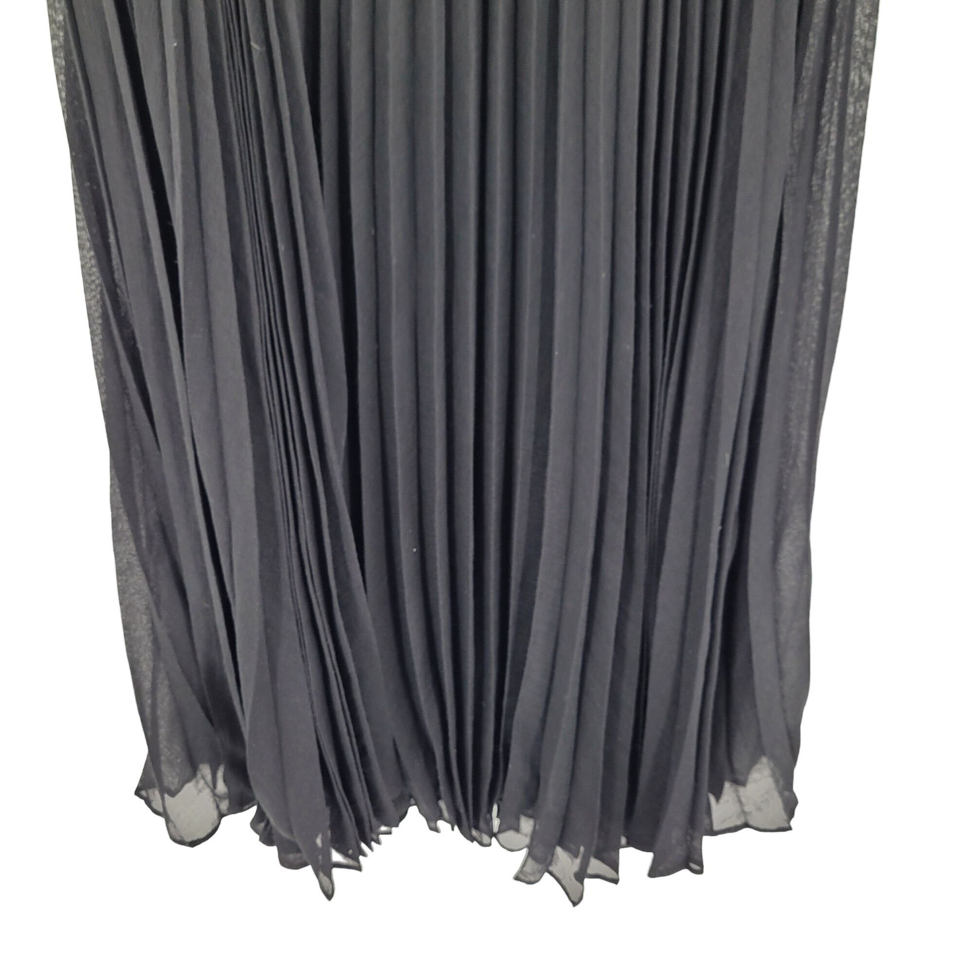 Designer BCBGMAXAZRIA Accordion Pleated Maxi Skirt M Black Sheer Size 27" / US 4 / IT 40 - 7 Thumbnail