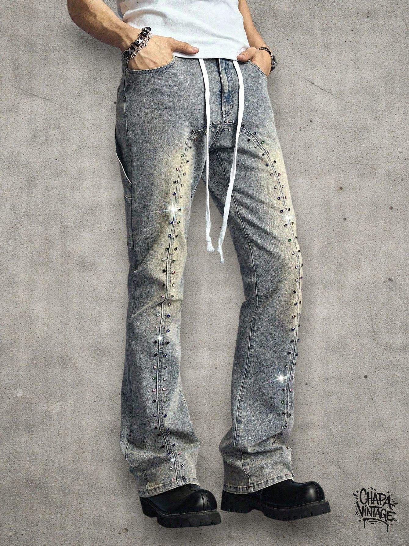 Vintage Washed diamond jeans slim Size US 32 / EU 48 - 3 Thumbnail