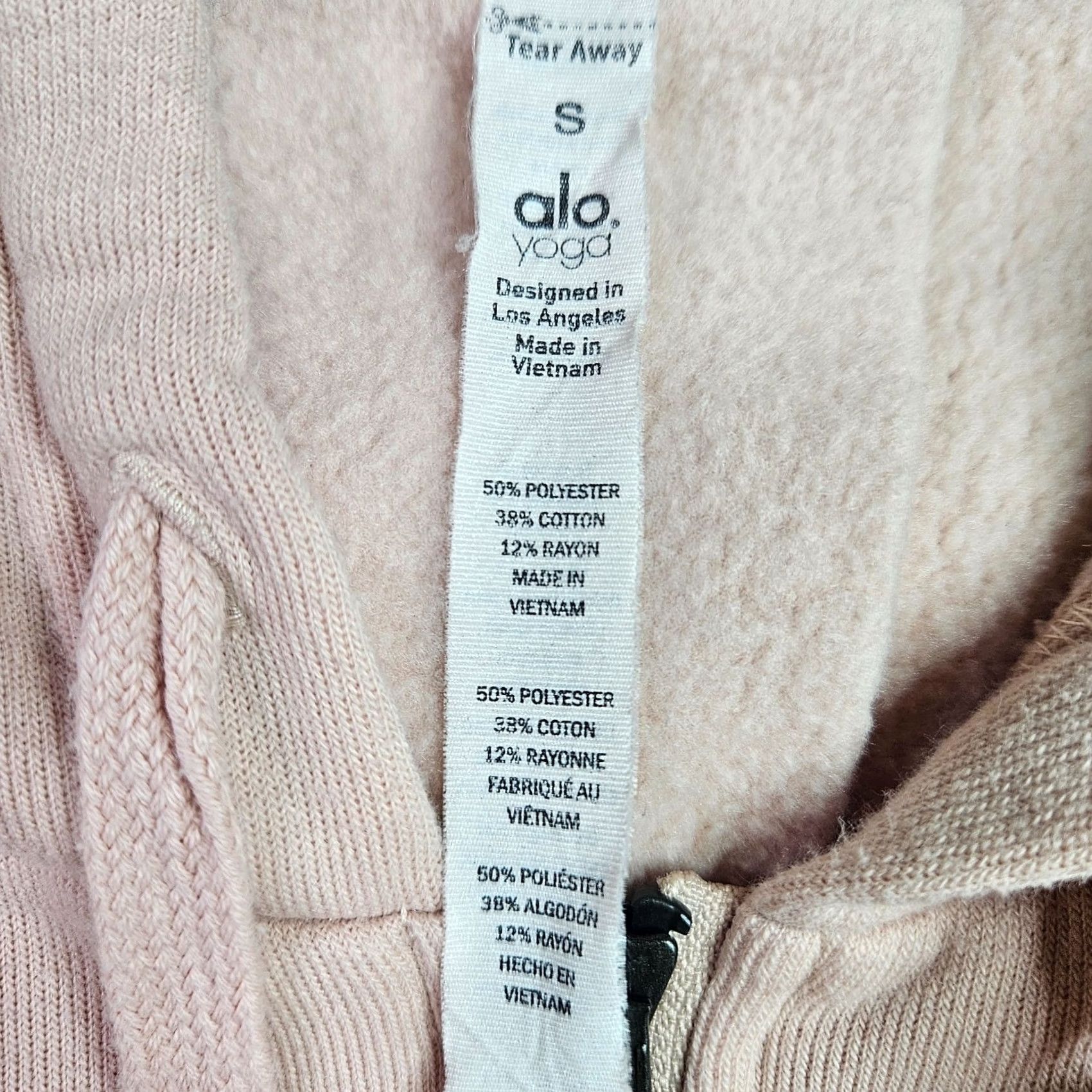 Alo ALO Yoga Hoodie Women's S Pink Cropped Zip Fleece Sweatshirt Cardigan Casual Sleeve Crew Neck Regular Size Type: Regular, Brand: ALO Size S / US 4 / IT 40 - 5 Thumbnail