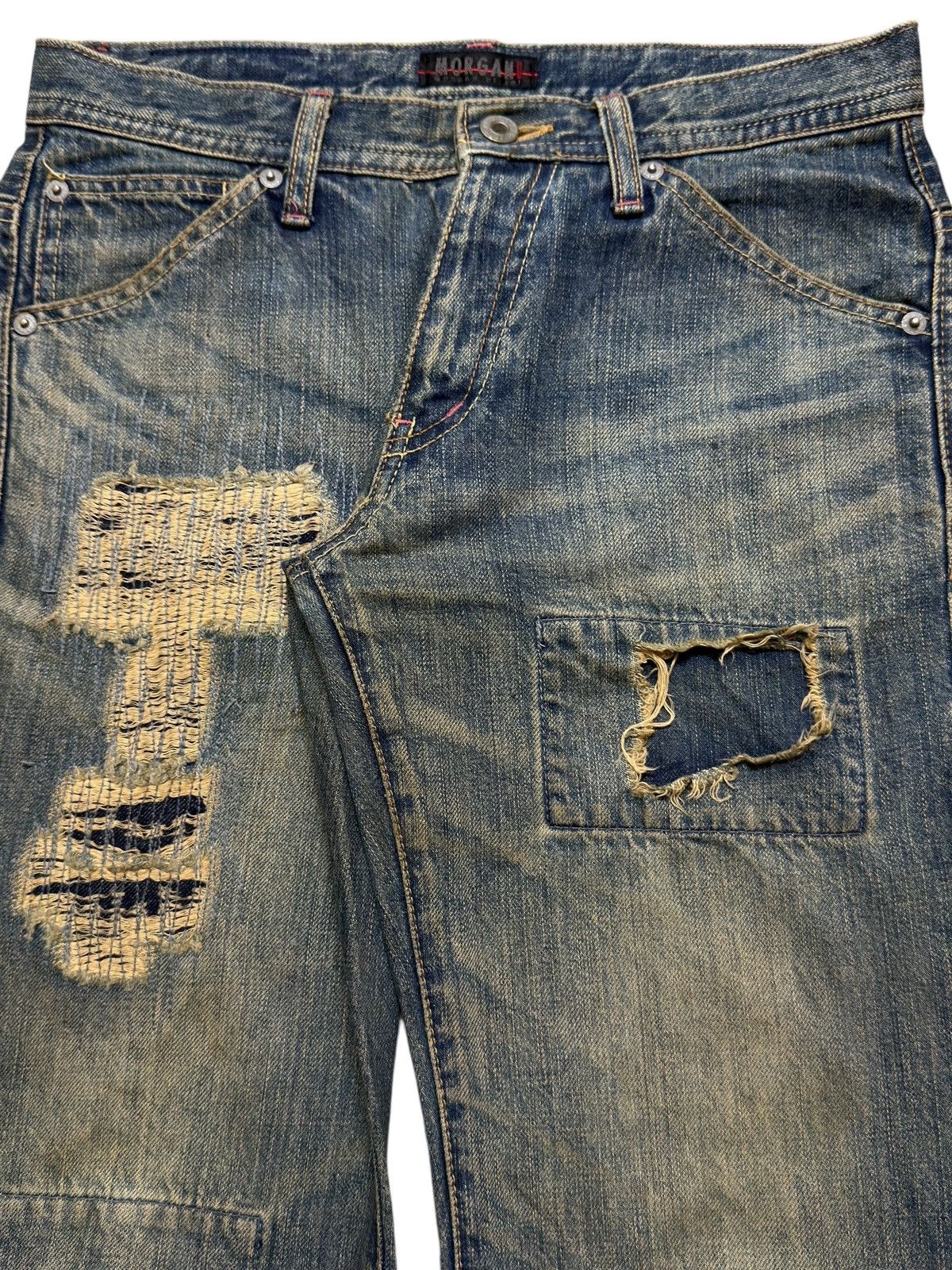 Morgan Homme Vintage Japan Morgan Homee Sashiko Boro Distressed Wide Leg Size US 29 - 4 Thumbnail