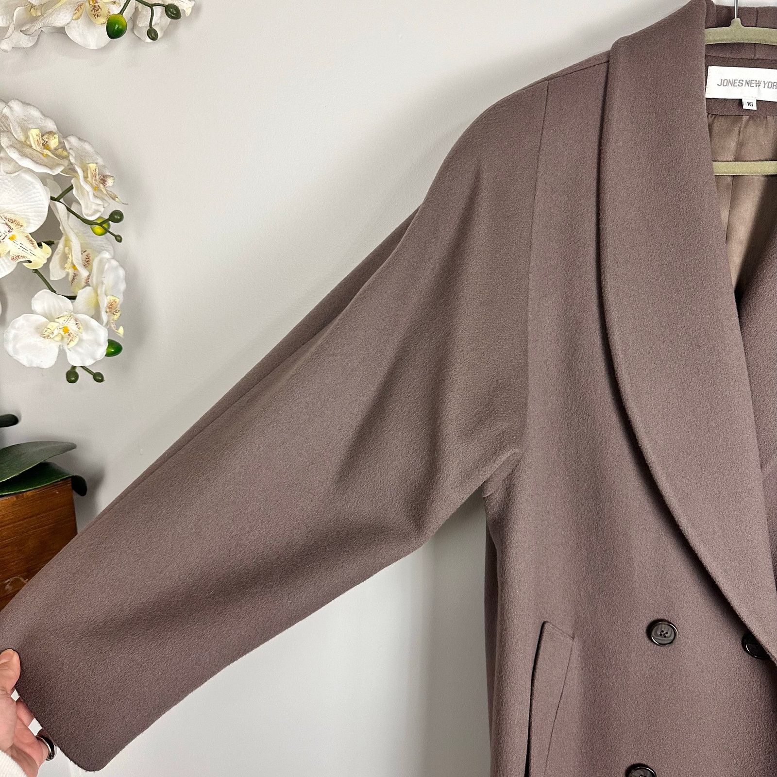 Jones New York Jones NY Union 100% Wool Double Breasted Trench Coat Sz 16 Size XXL / US 16-18 / IT 52-54 - 9 Thumbnail
