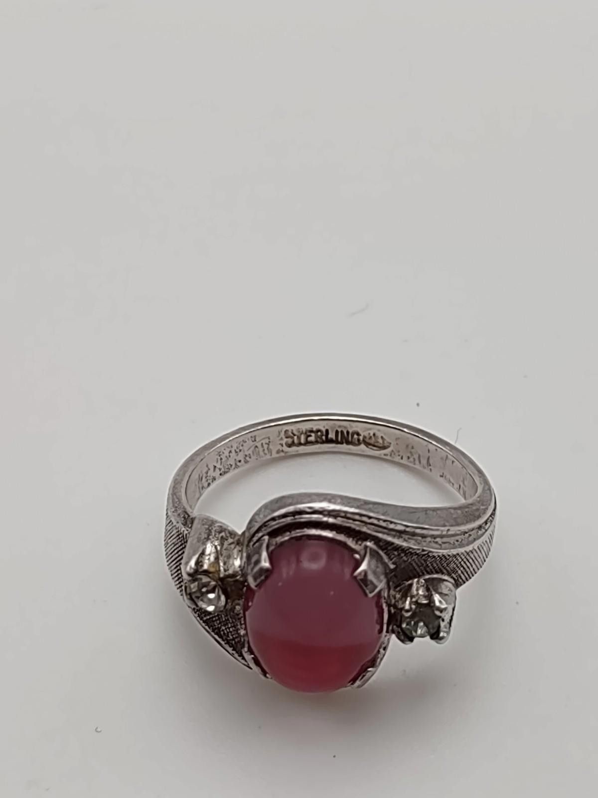 The Unbranded Brand Vintage Sterling Silver Pink Cabochon Ring Size 7 Size ONE SIZE - 2 Thumbnail