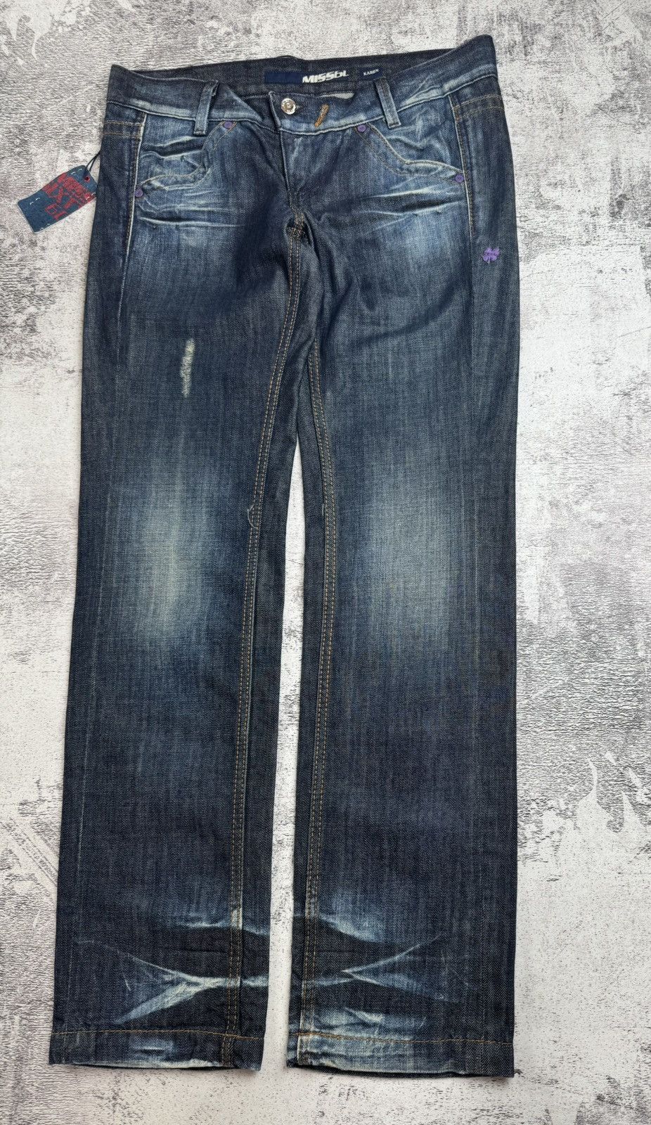 Miss Sixty × Vintage NEW Miss Sixty Karen Rap Hip Hop 00s Y2K Denim Jeans Trousers Size 32" / US 10 / IT 46 - 13 Thumbnail