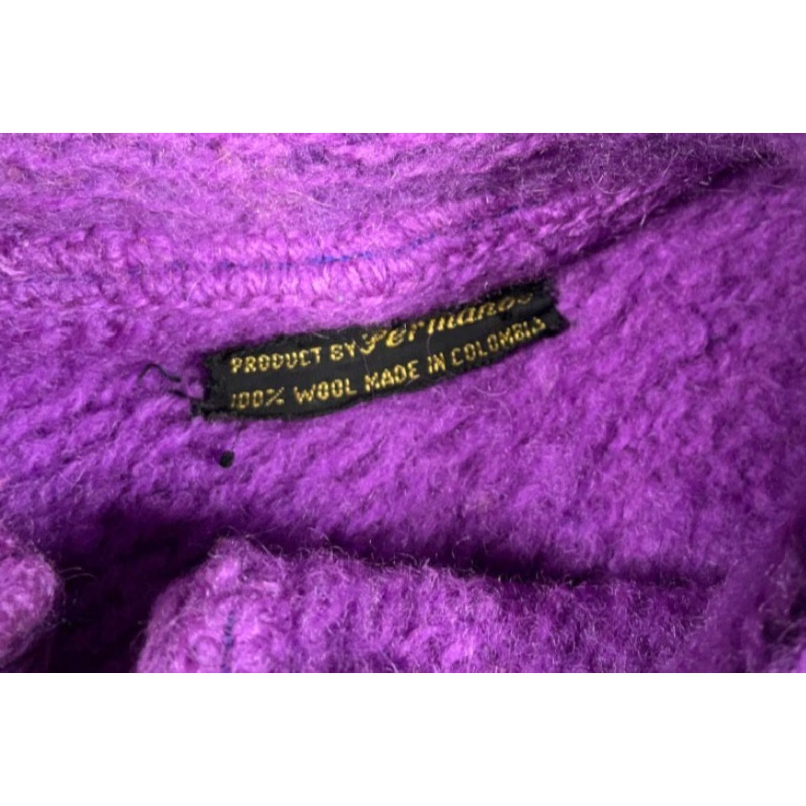 Altea VINTAGE Poncho Wool Purple Teal Plaid Fringe Mujer One Size Boho 80s 90s Hipster Retro Women Size ONE SIZE - 3 Thumbnail