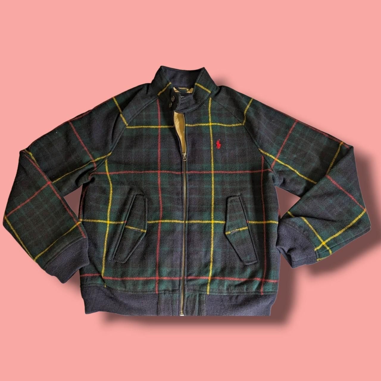 image of Polo Ralph Laurent Wool Tartan Jacket in Green Tartan, Men's (Size Large)