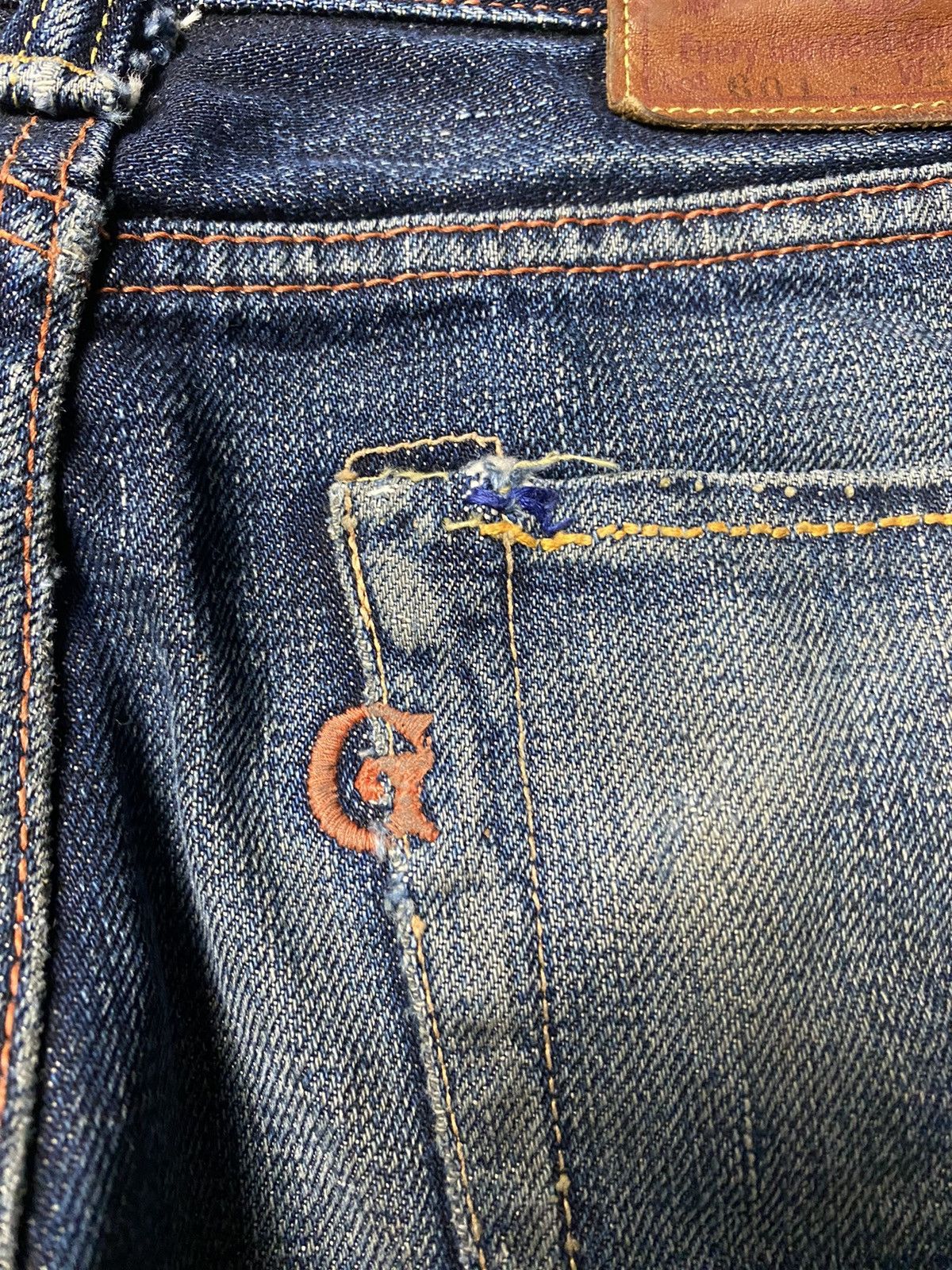 EIGHT-G × Japanese Brand × Vintage Eight G Lot 601 Rokumaru Vintage Style 15oz distressed & cut Size US 29 - 5 Thumbnail