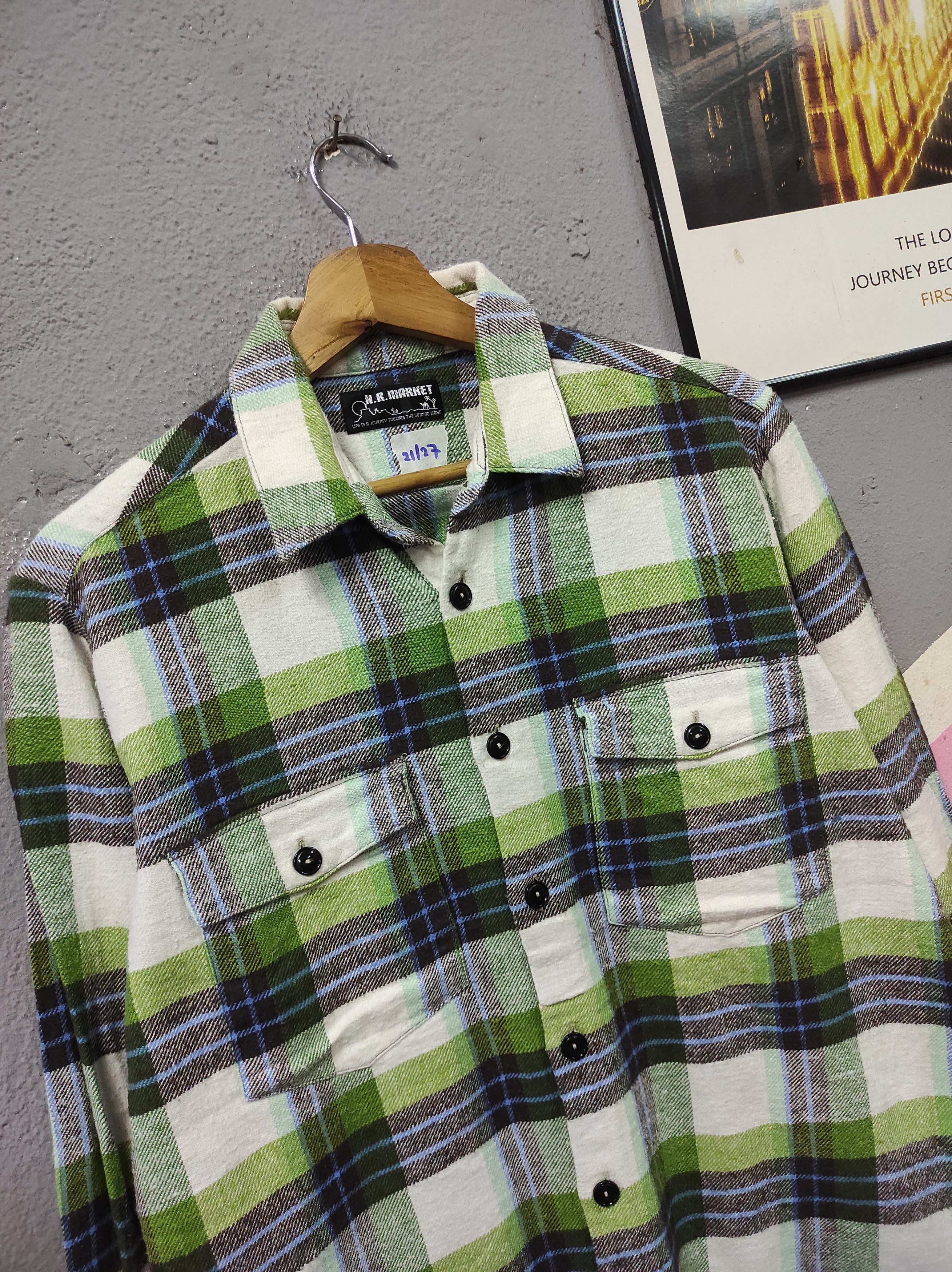 Japanese Brand HR MARKET PLAID FLANNEL SHIRT Size US M / EU 48-50 / 2 - 2 Thumbnail